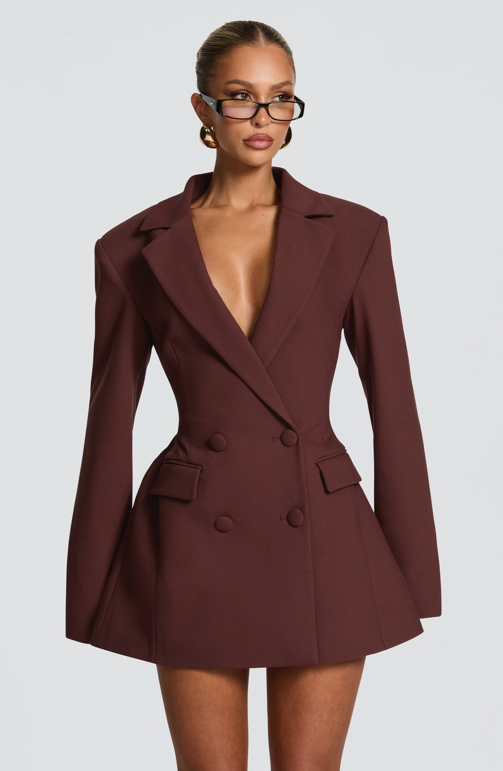Elvira Mini Dress – Plum Brown