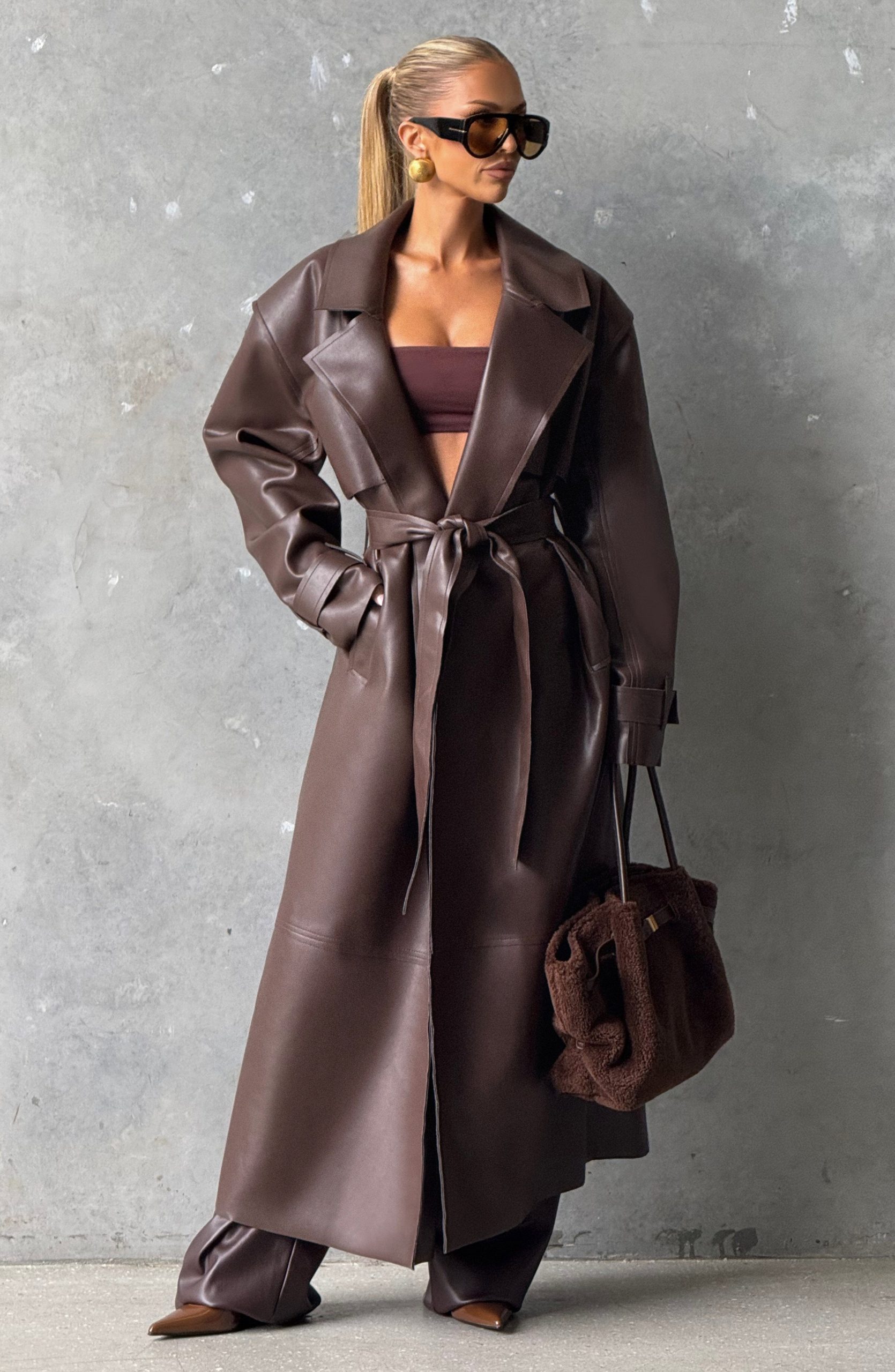 Bridget Trench Coat – Plum Brown