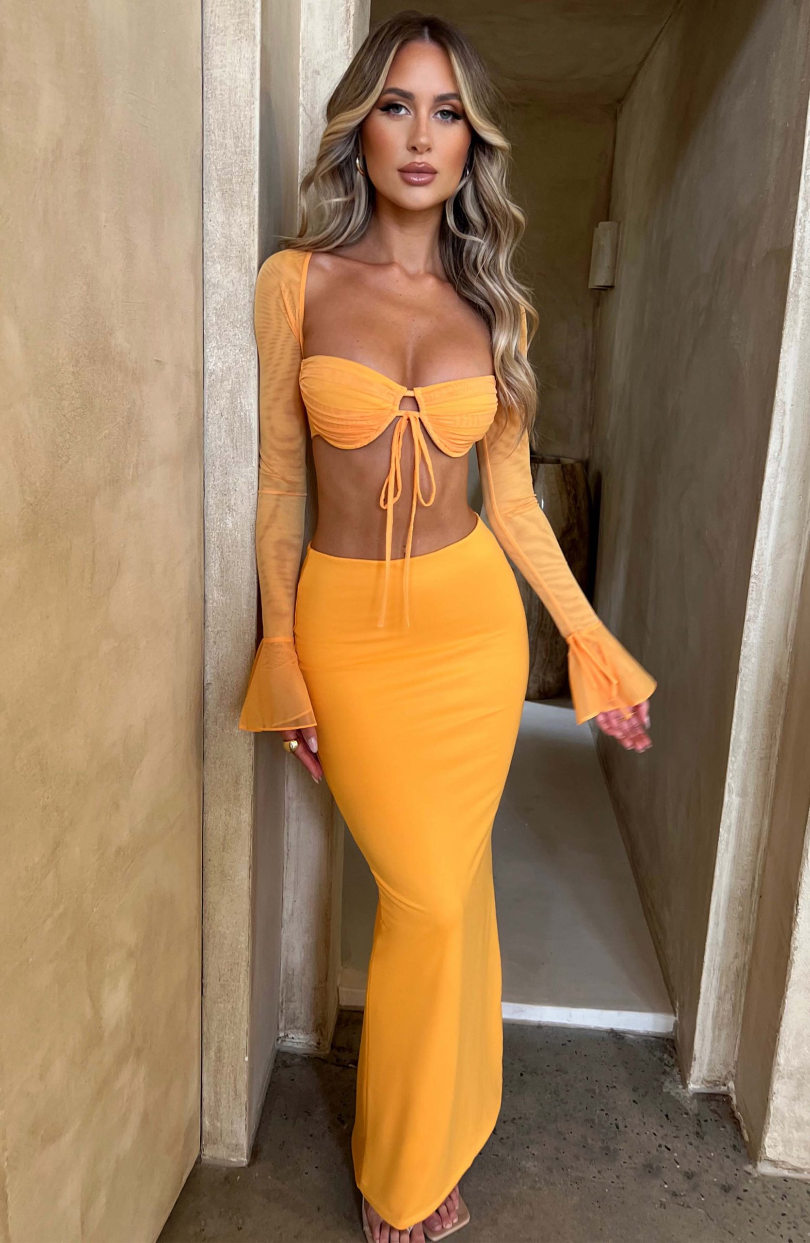 Astrid Maxi Skirt – Tangerine