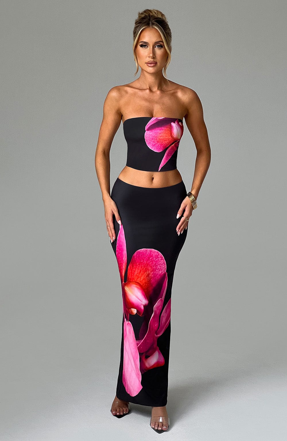 Allegra Maxi Skirt – Black Floral Print