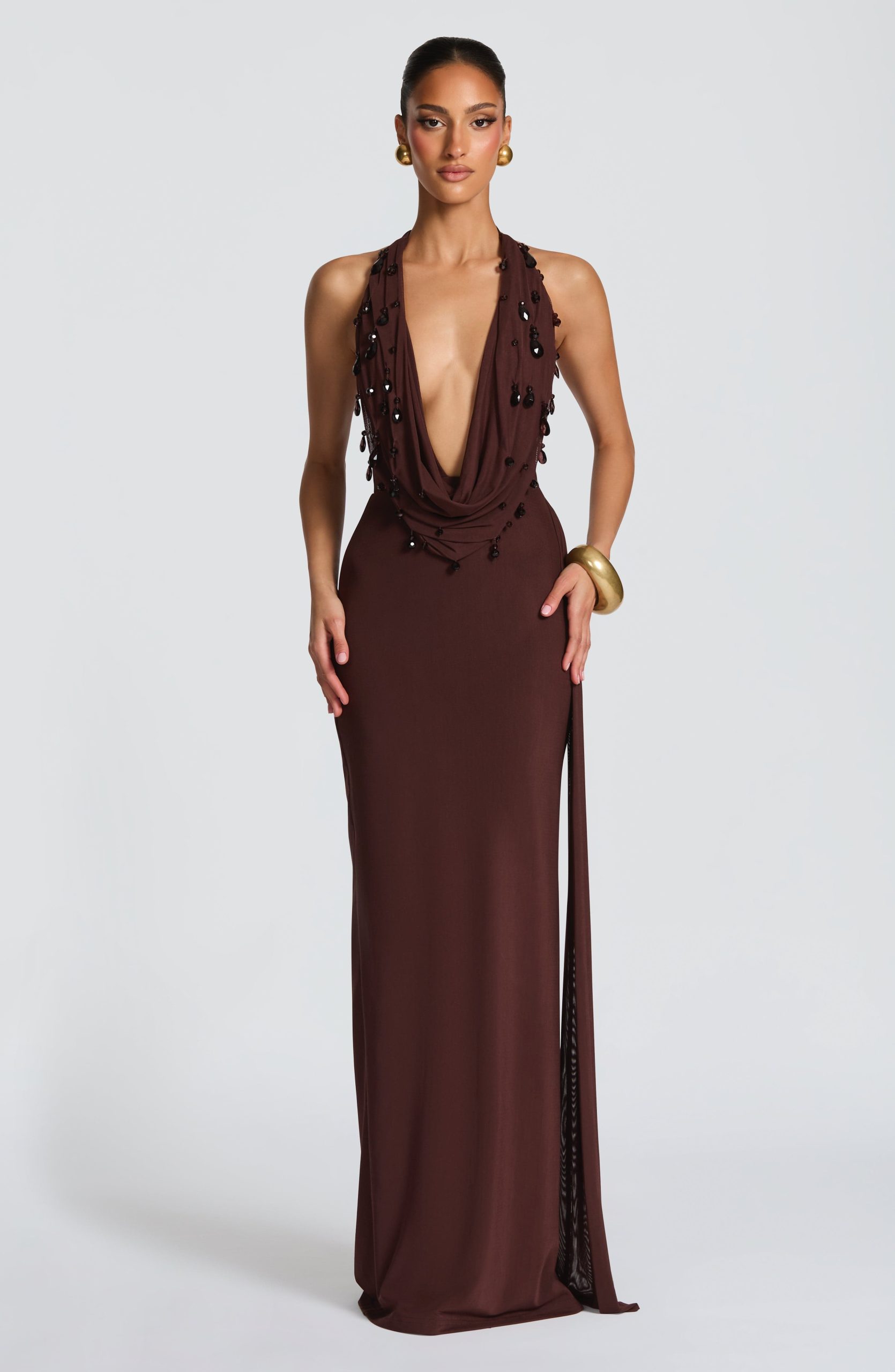 Fabia Maxi Dress – Plum Brown