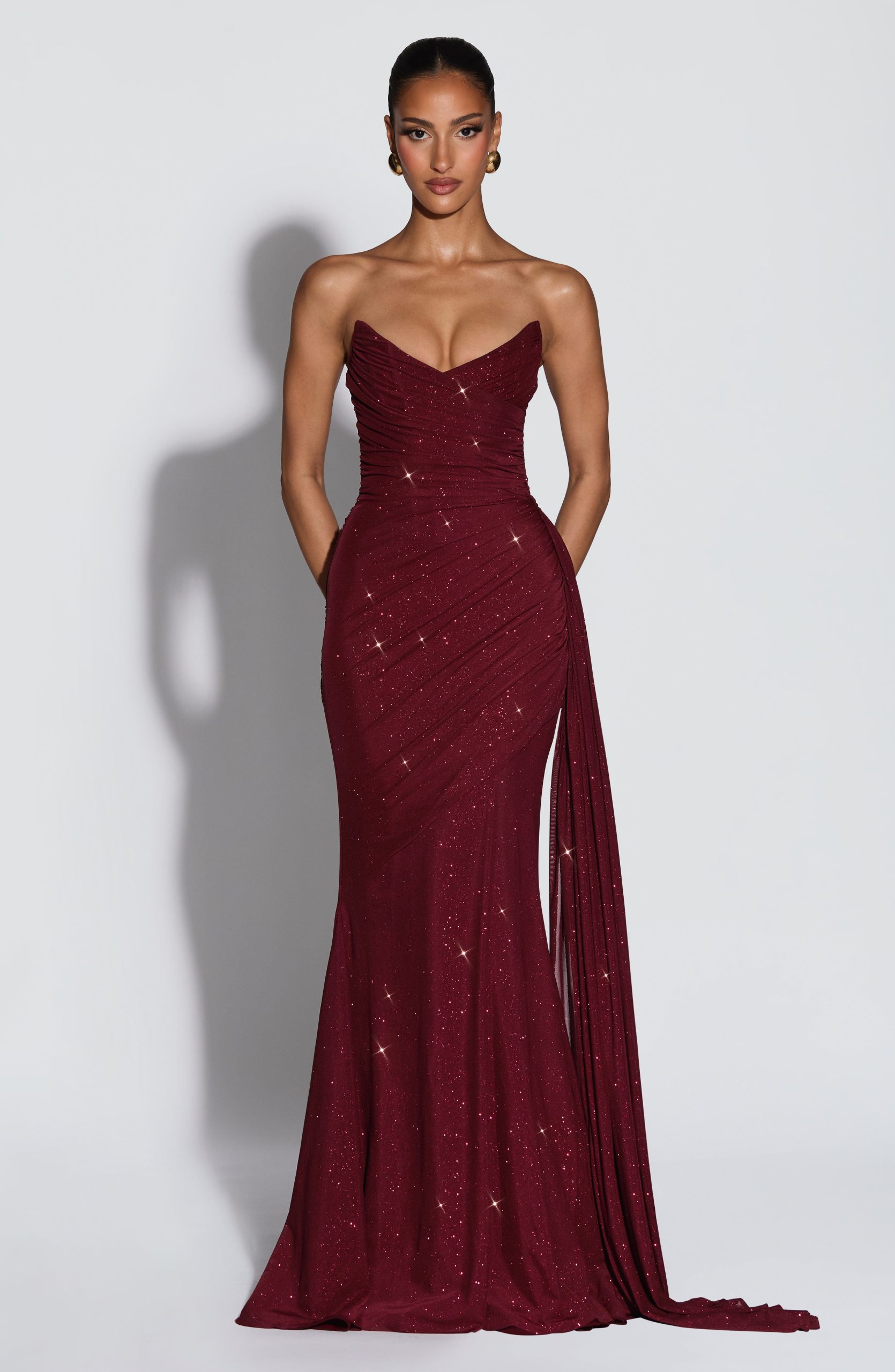Ashika Maxi Dress – Wine Sparkle