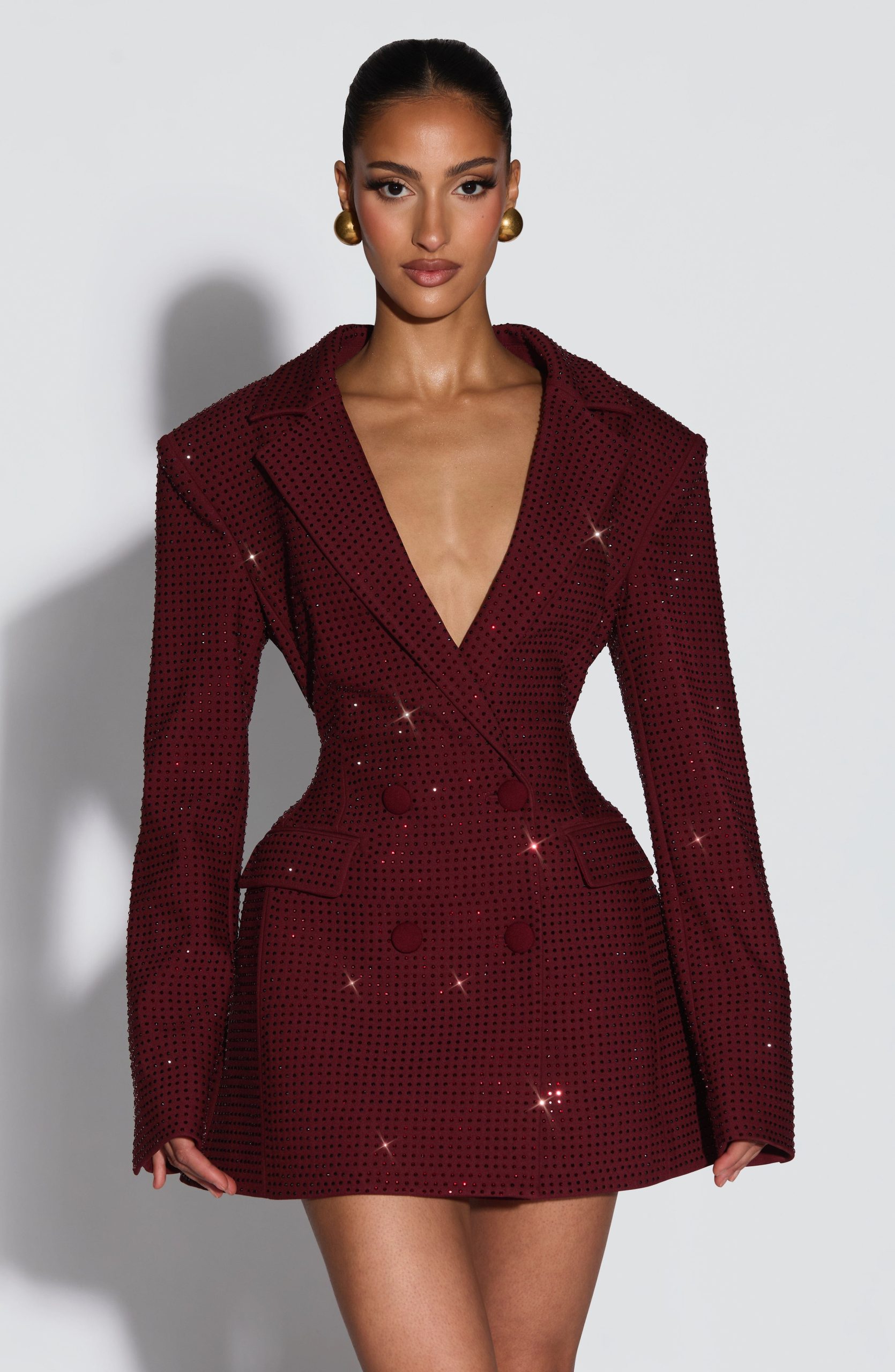 Elvira Mini Dress – Burgundy Sparkle