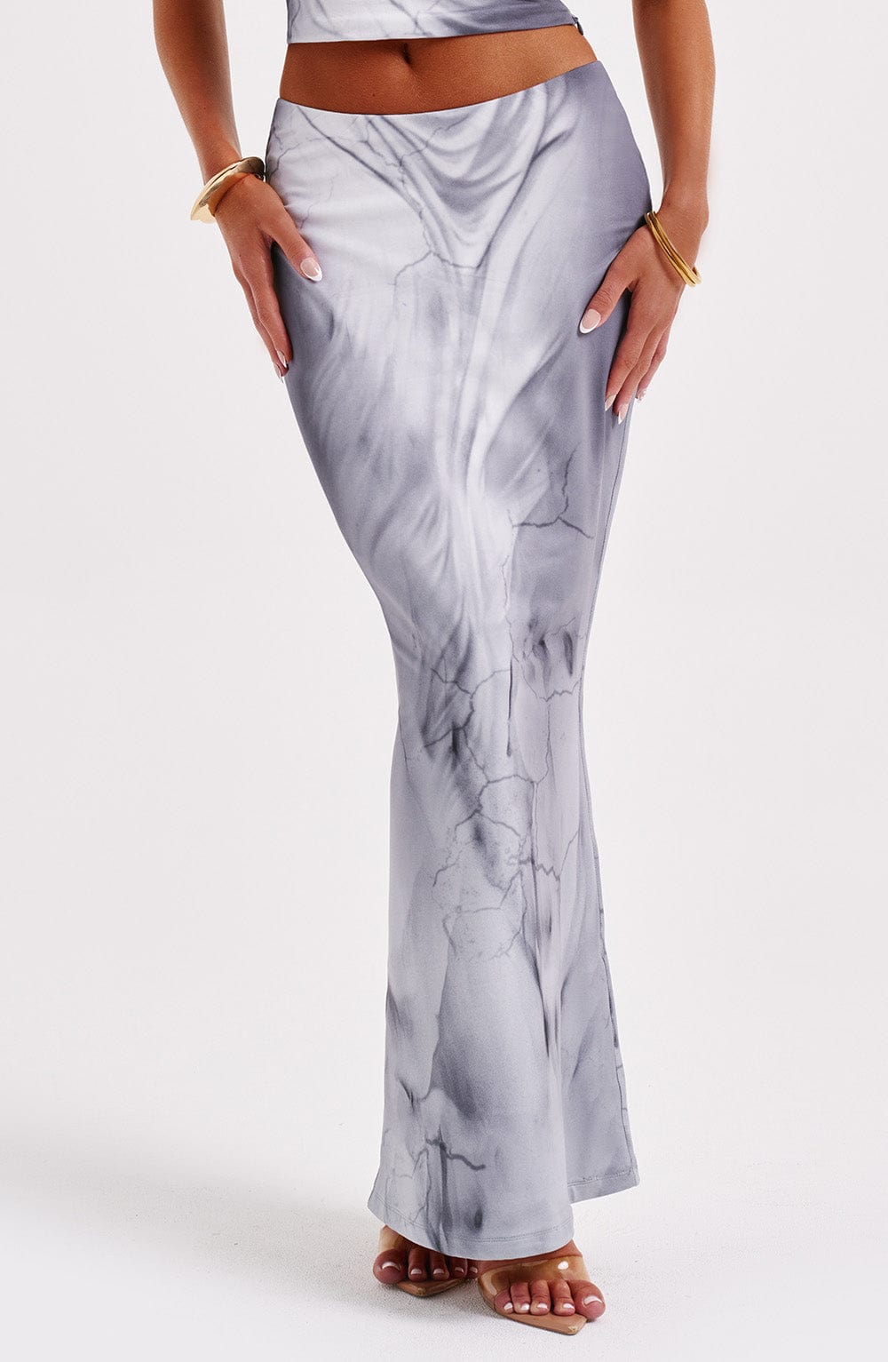 Charmayne Maxi Skirt – Grey Body Print