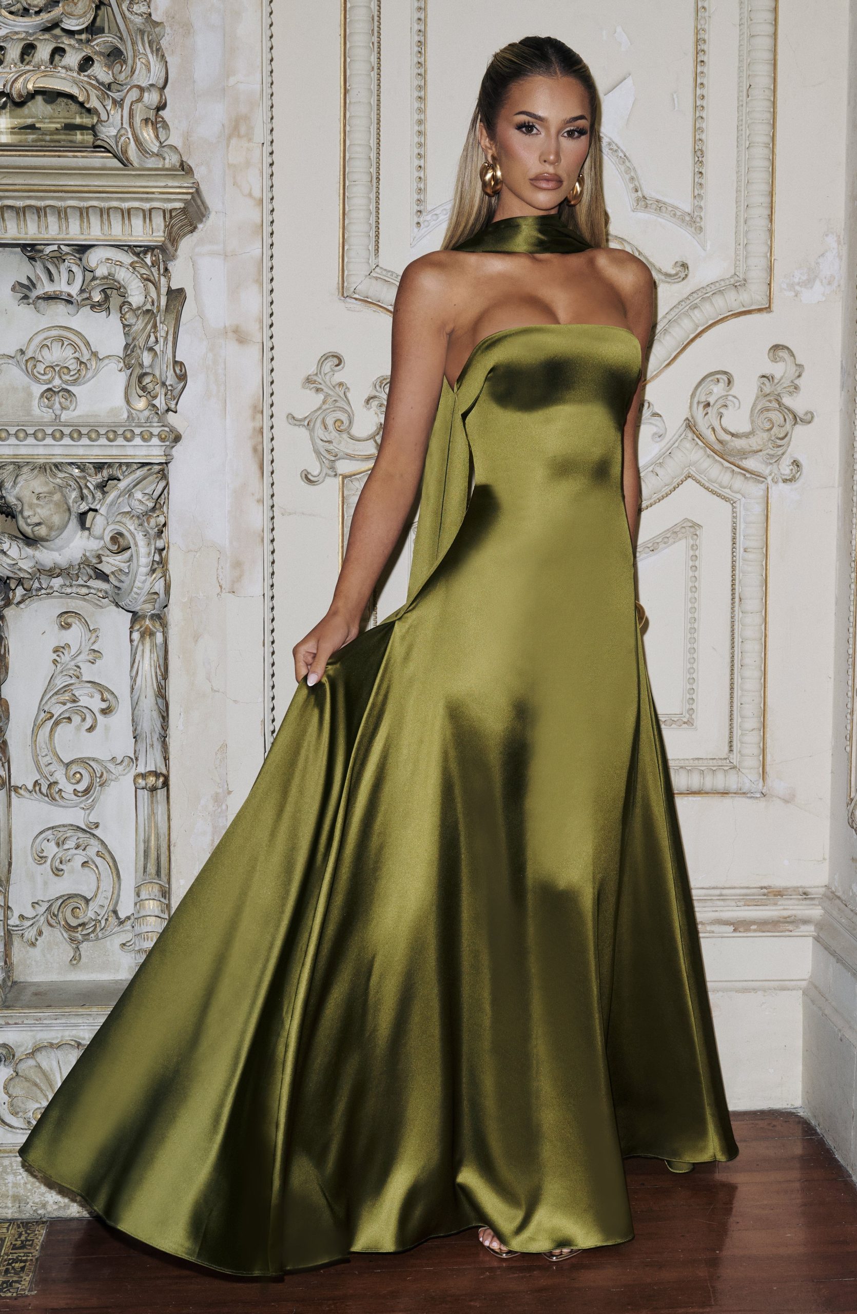 Morven Maxi Dress – Deep Olive