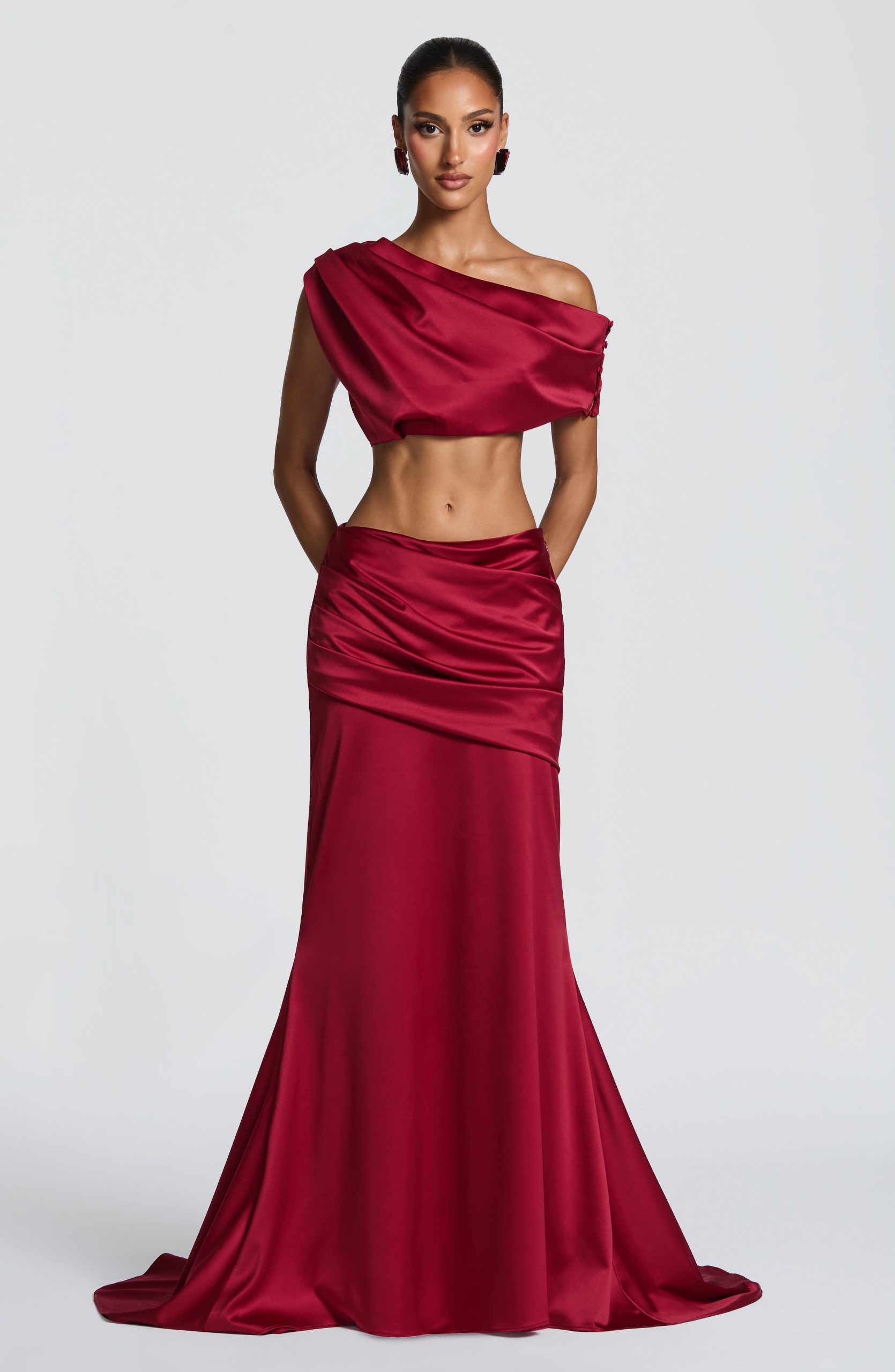 Claudette Maxi Skirt – Burgundy