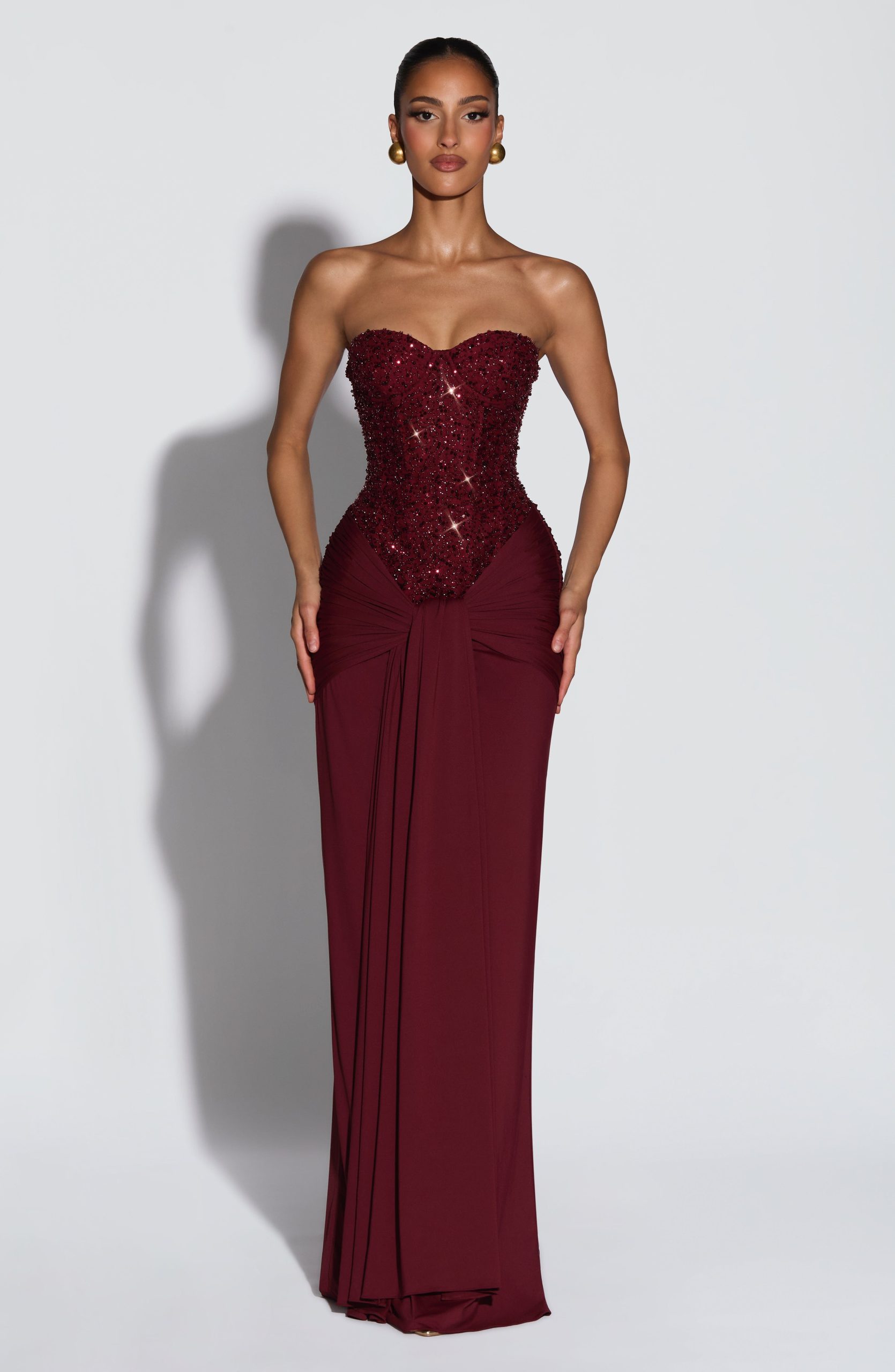 Carina Maxi Dress – Burgundy