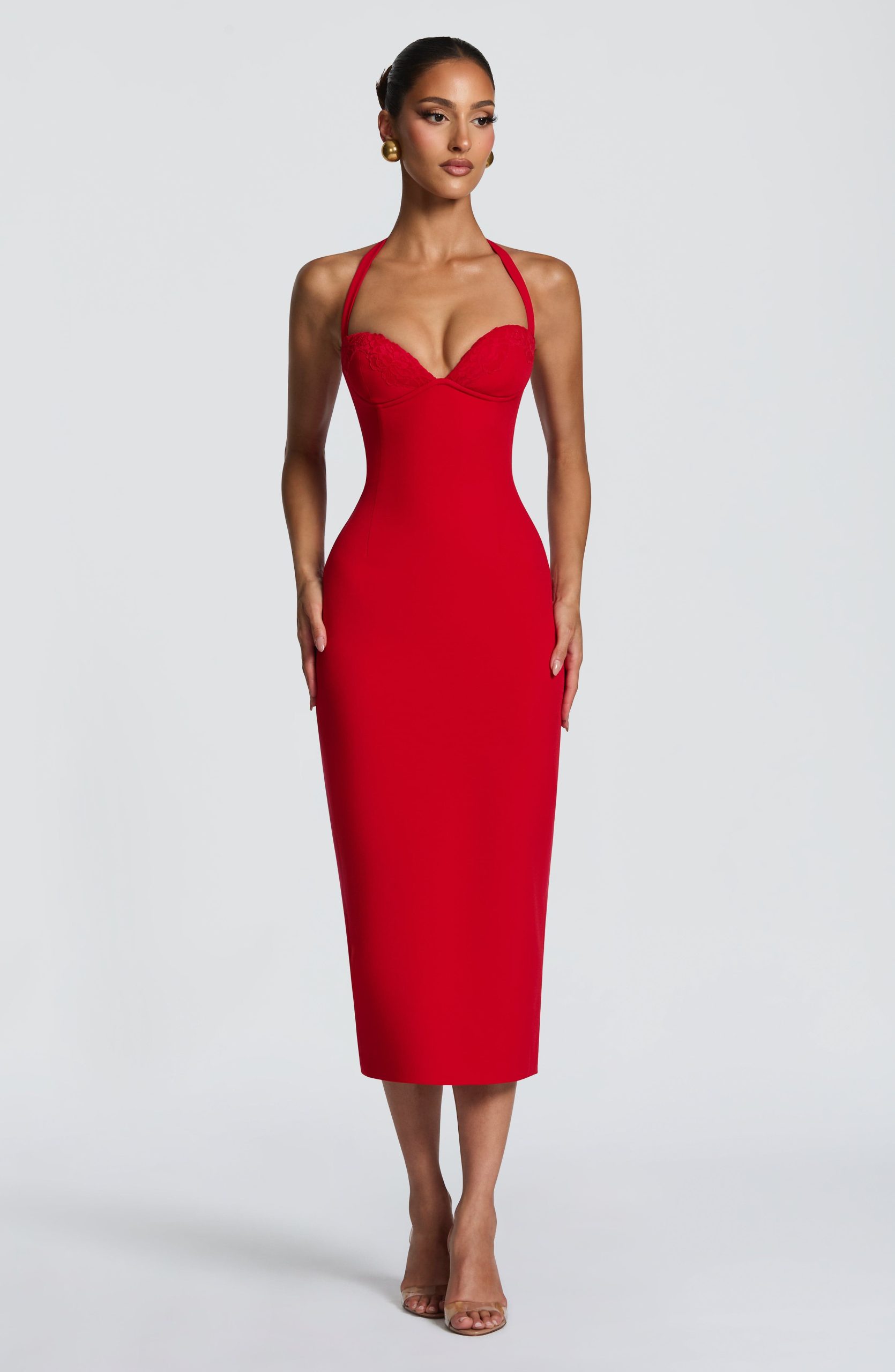 Cassia Midi Dress – Red
