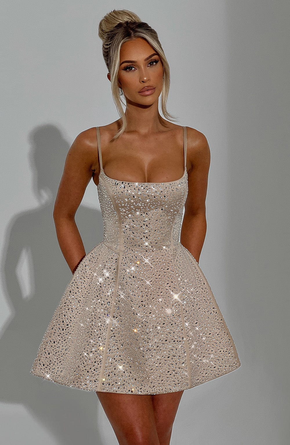 Angelique Mini Dress – Champagne