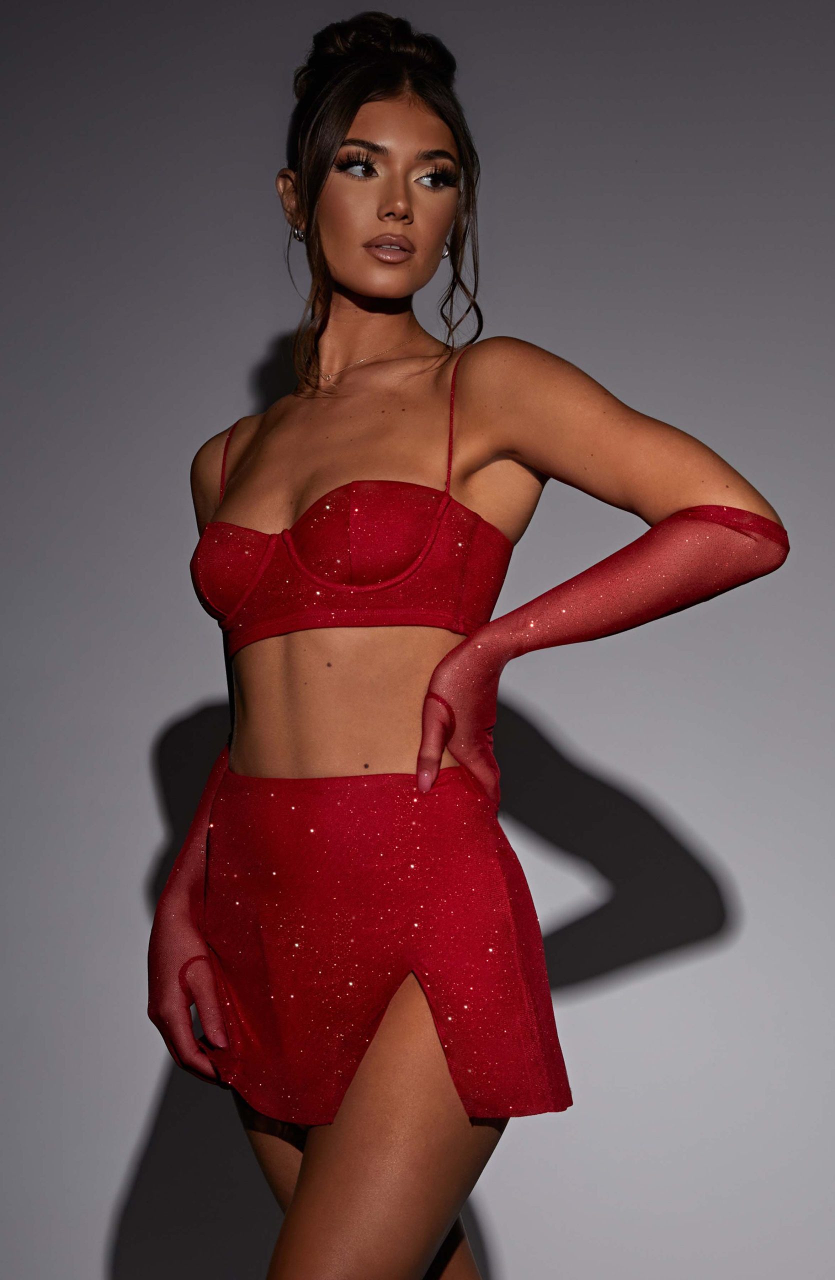 Posie Mini Skirt – Red Sparkle