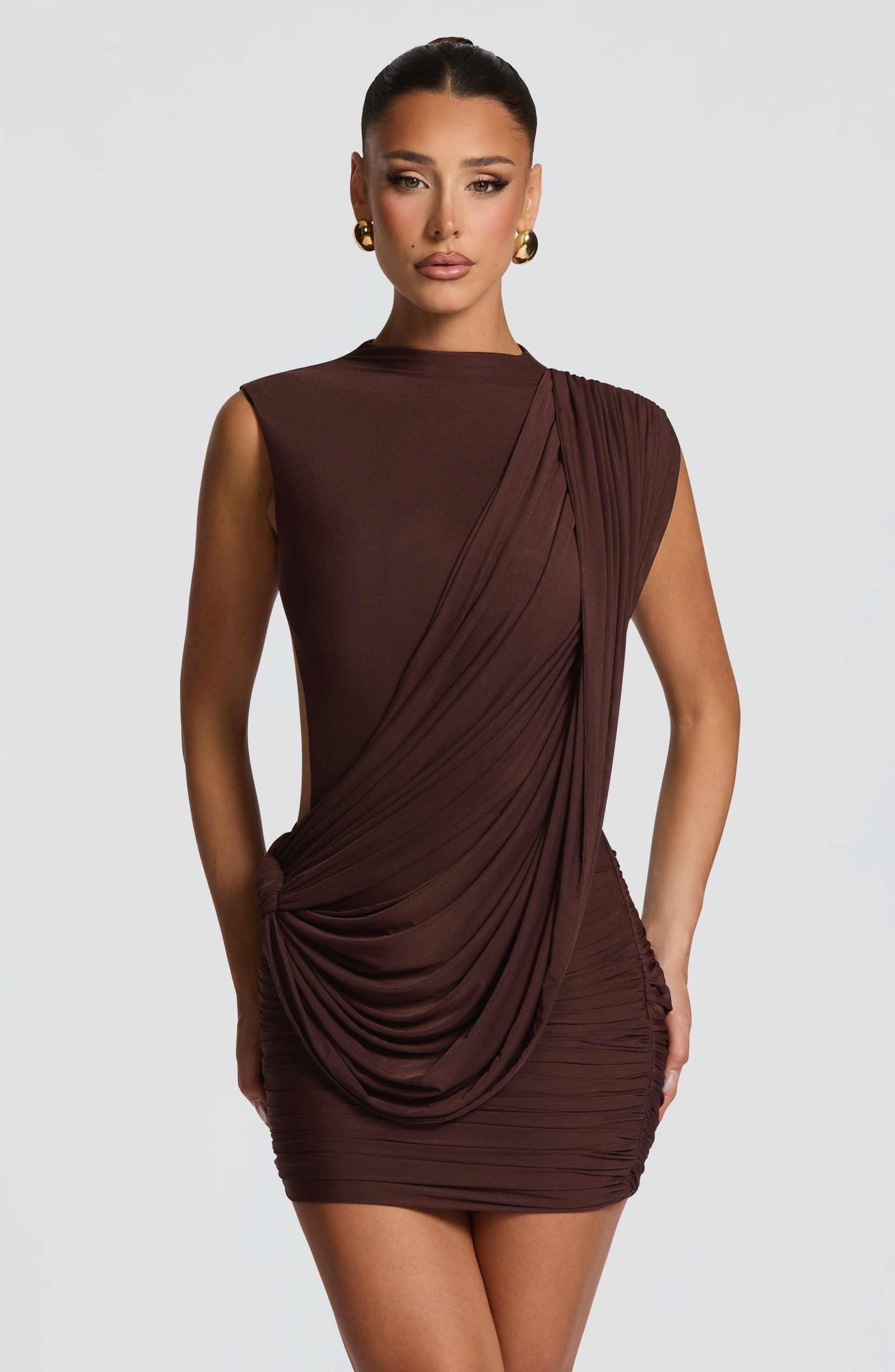 Mireya Mini Dress – Plum Brown