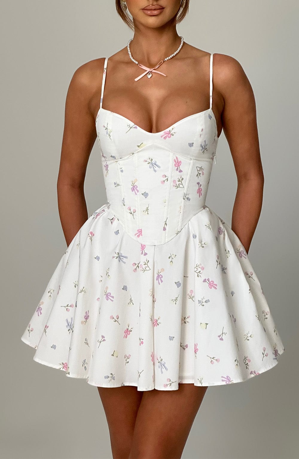 Analeigh Mini Dress – White Multi Floral Print