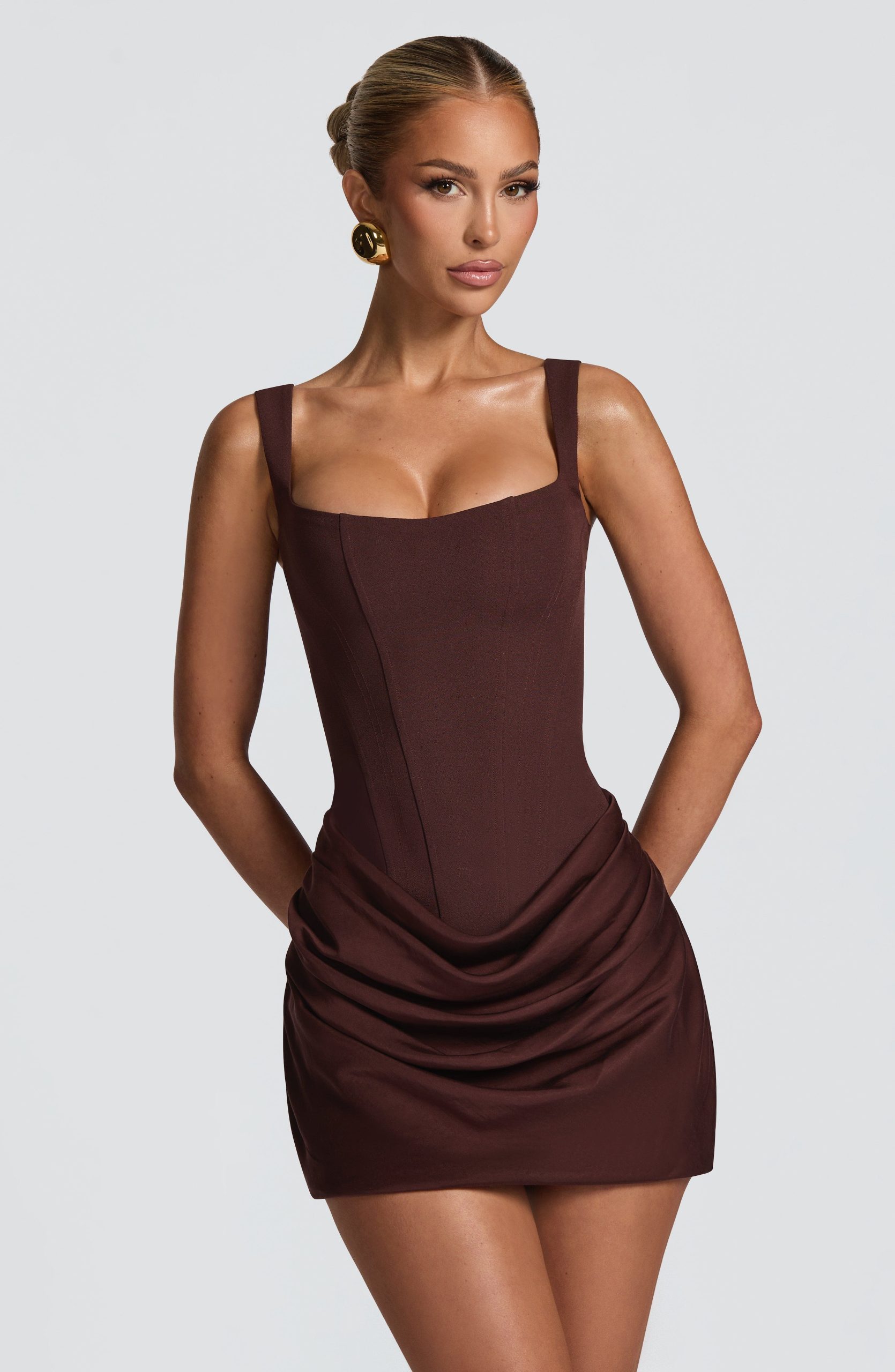 Cornelia Mini Dress – Plum Brown