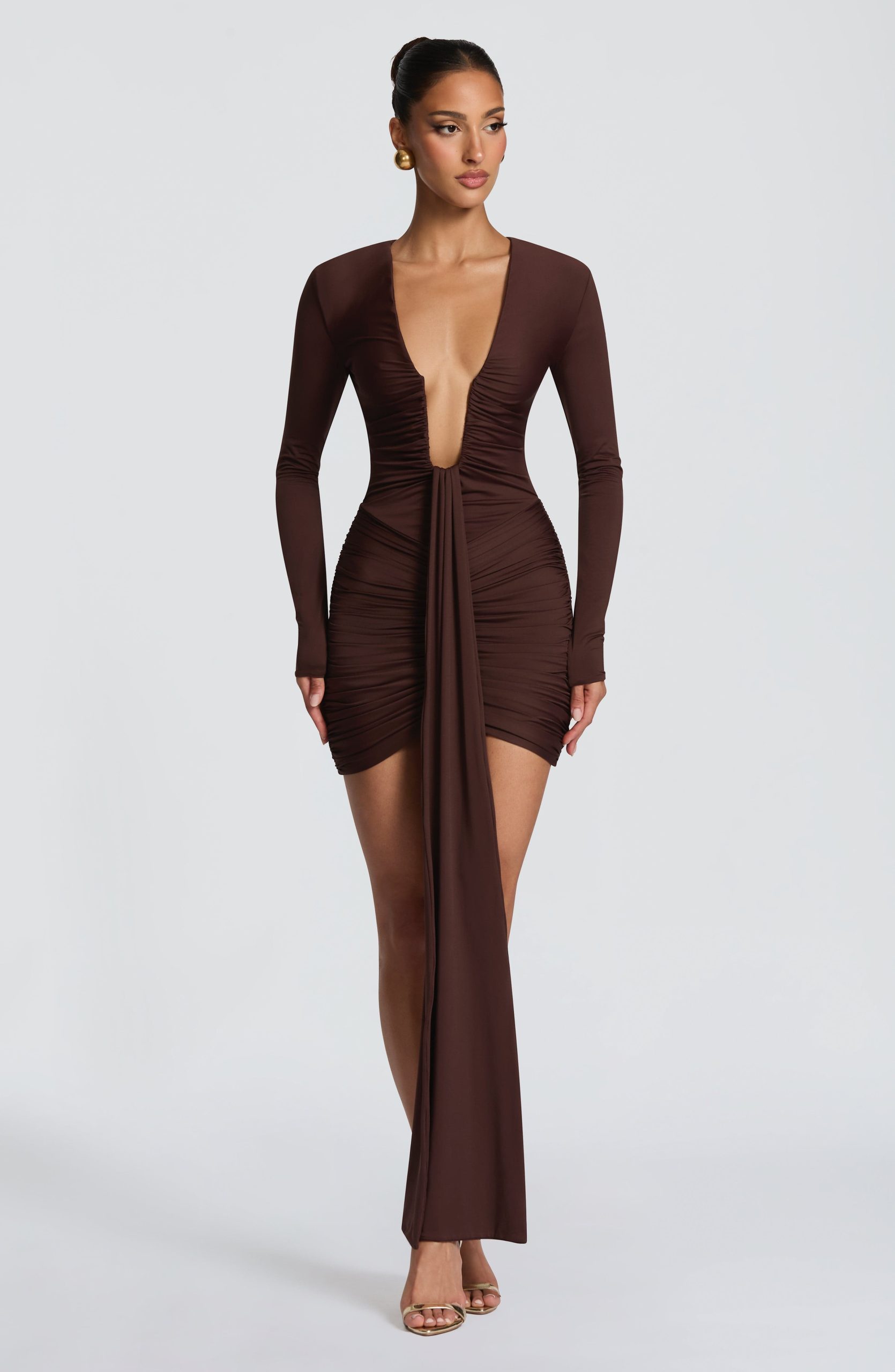 Tara Mini Dress – Plum Brown