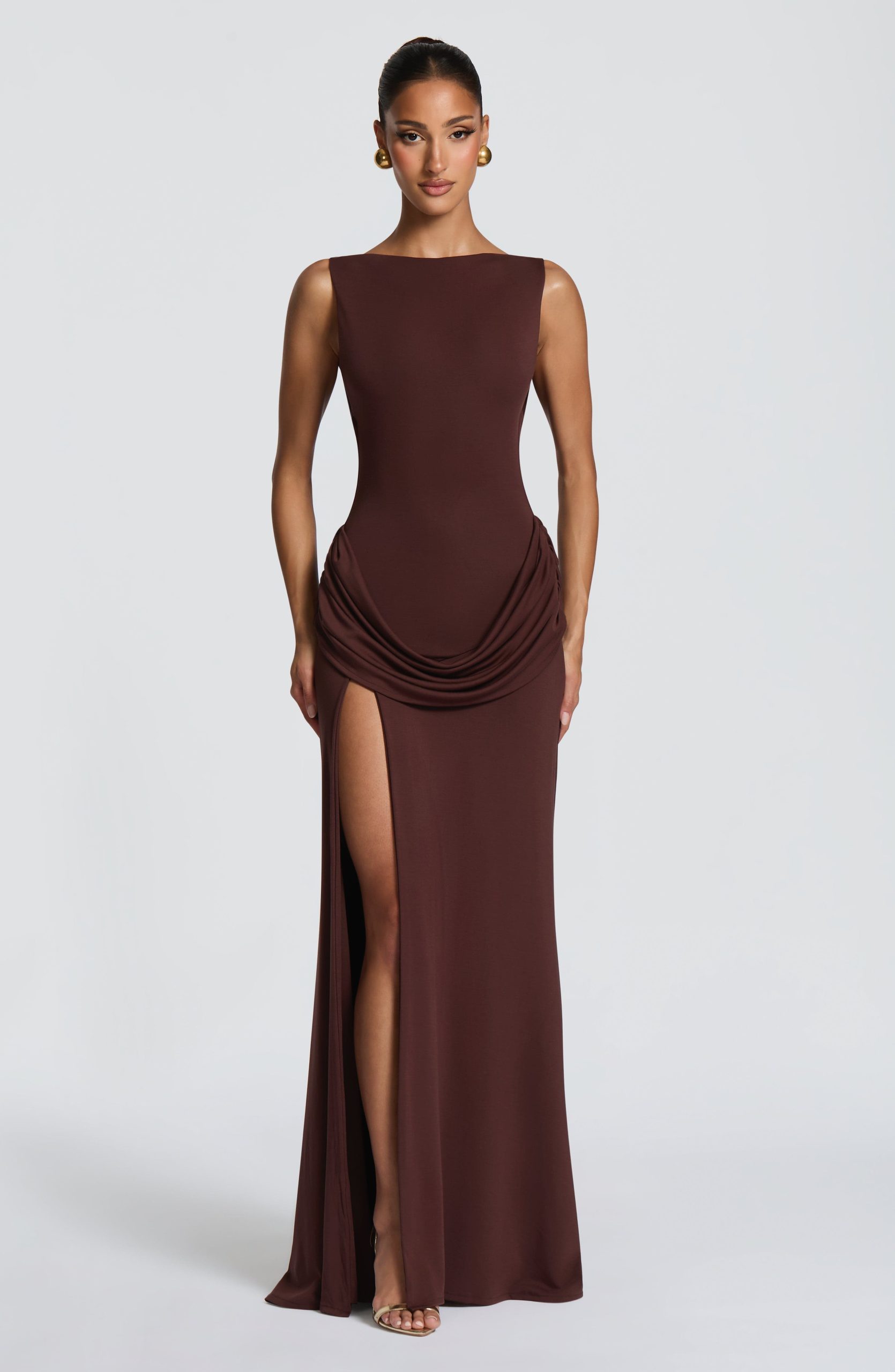 Bruna Maxi Dress – Plum Brown