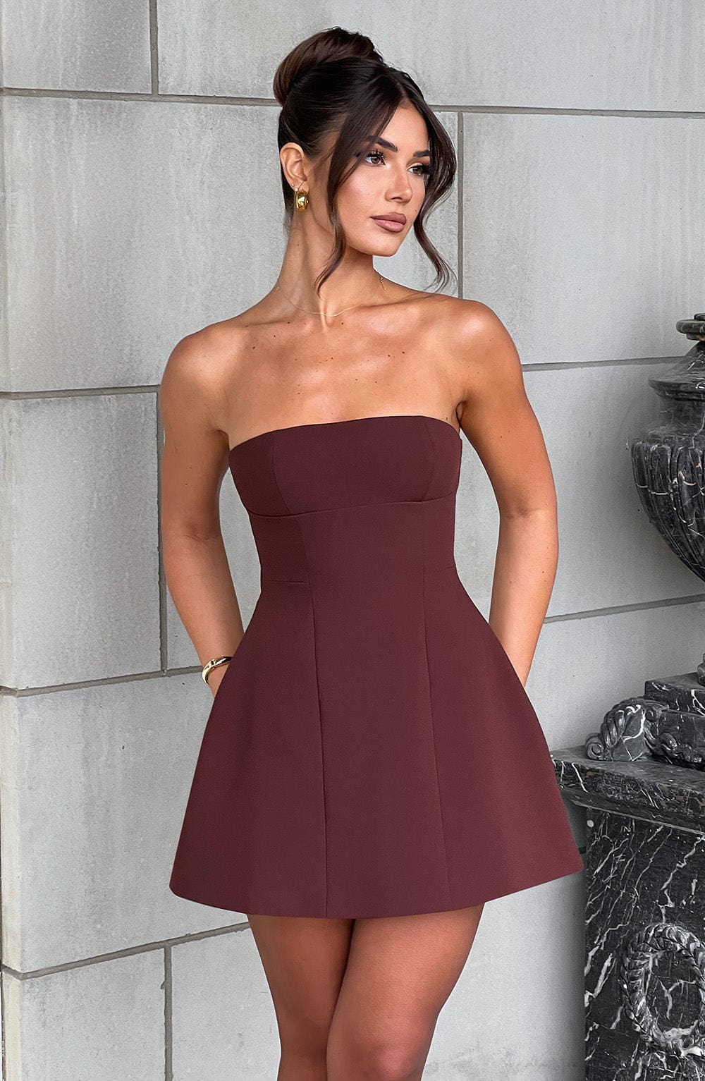 Asha Mini Dress – Brown