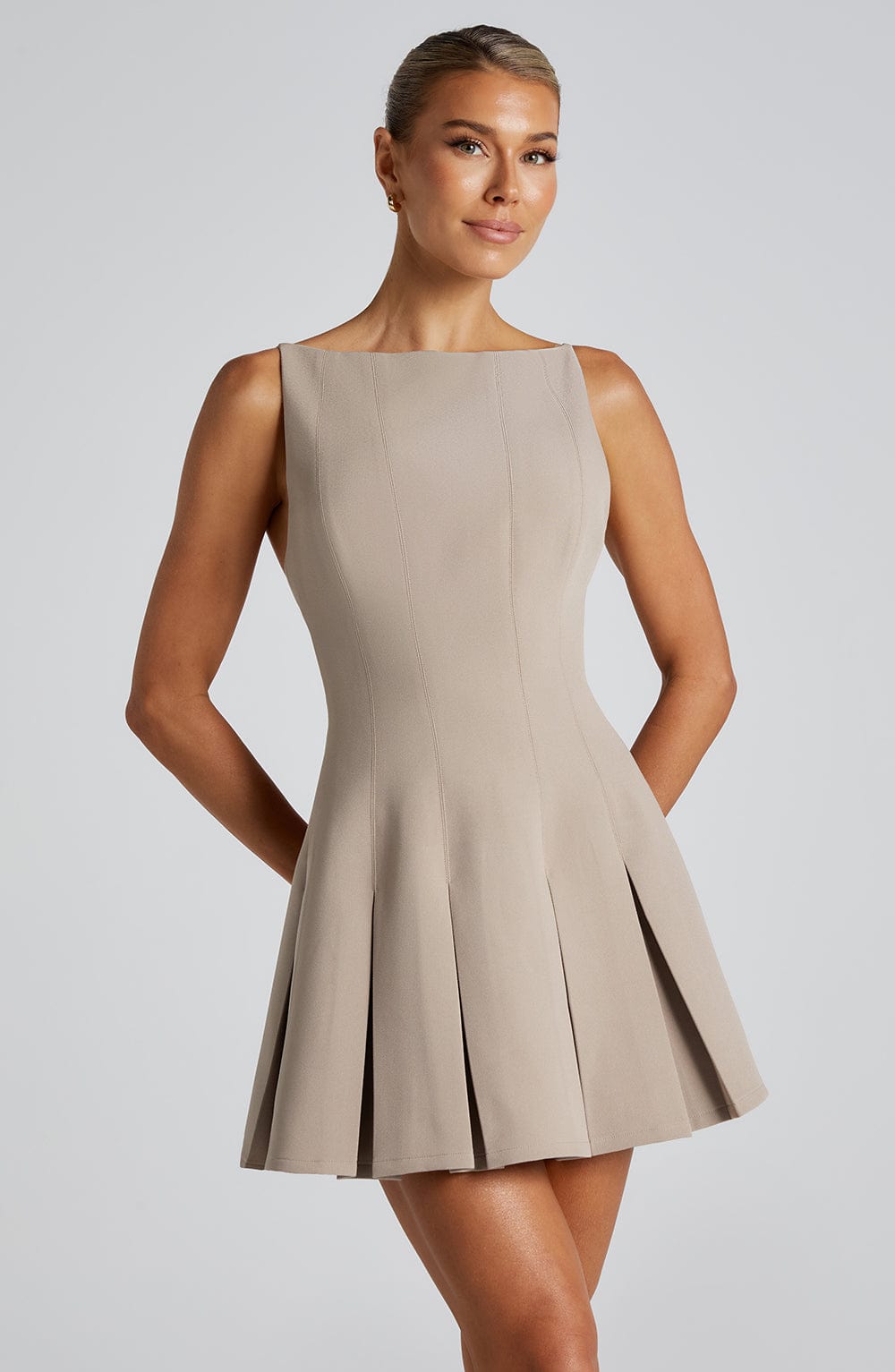 Rory Mini Dress – Taupe