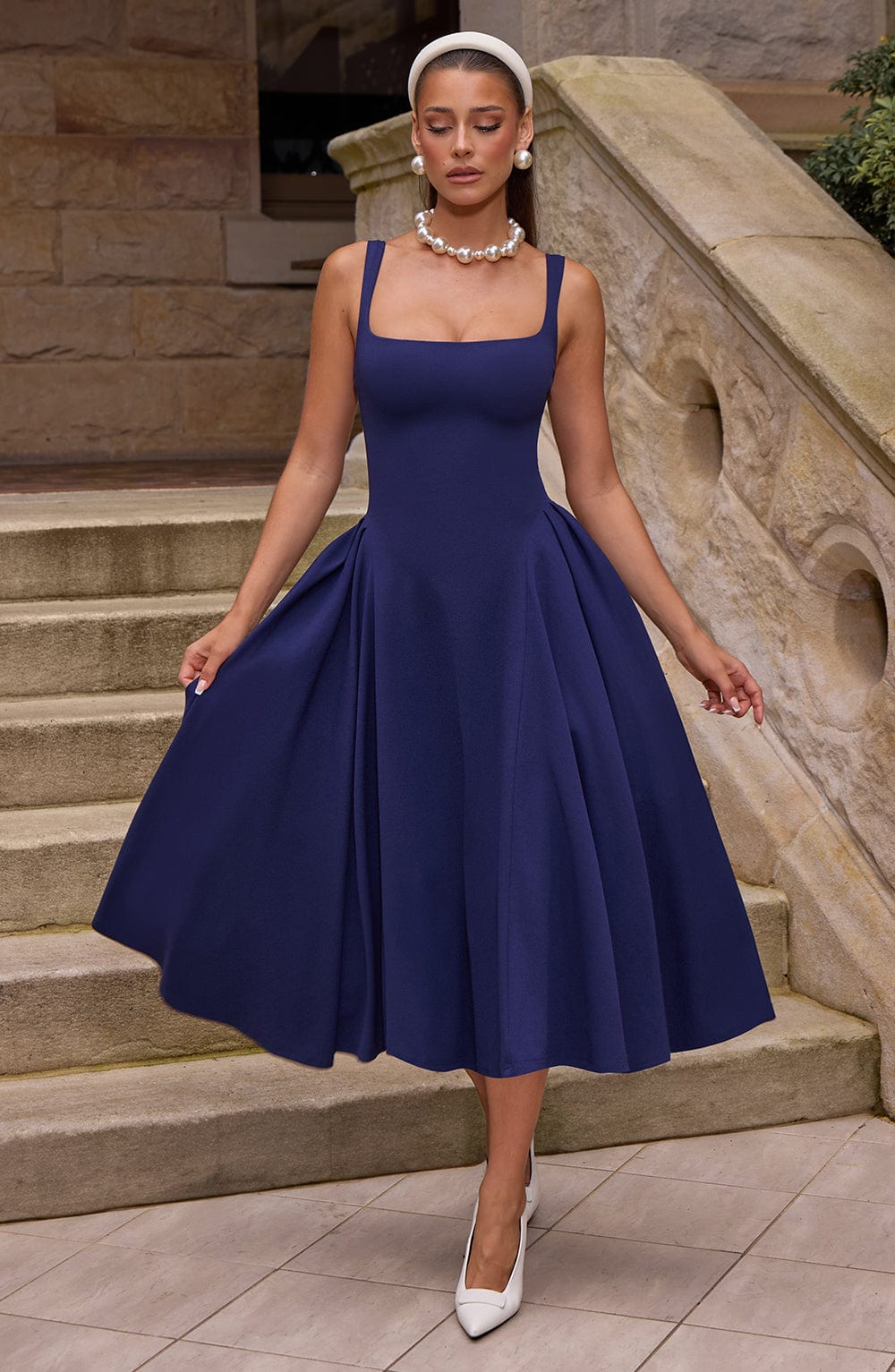 Betty Midi Dress – Navy