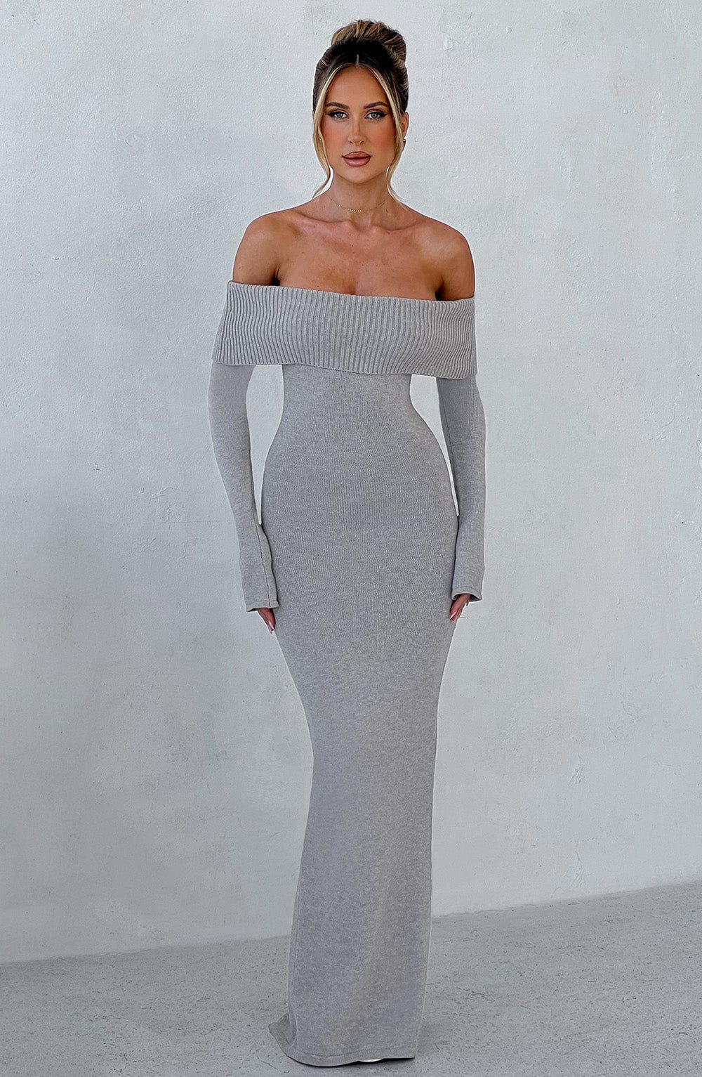 Beverley Knit Maxi Dress – Light Grey Marl