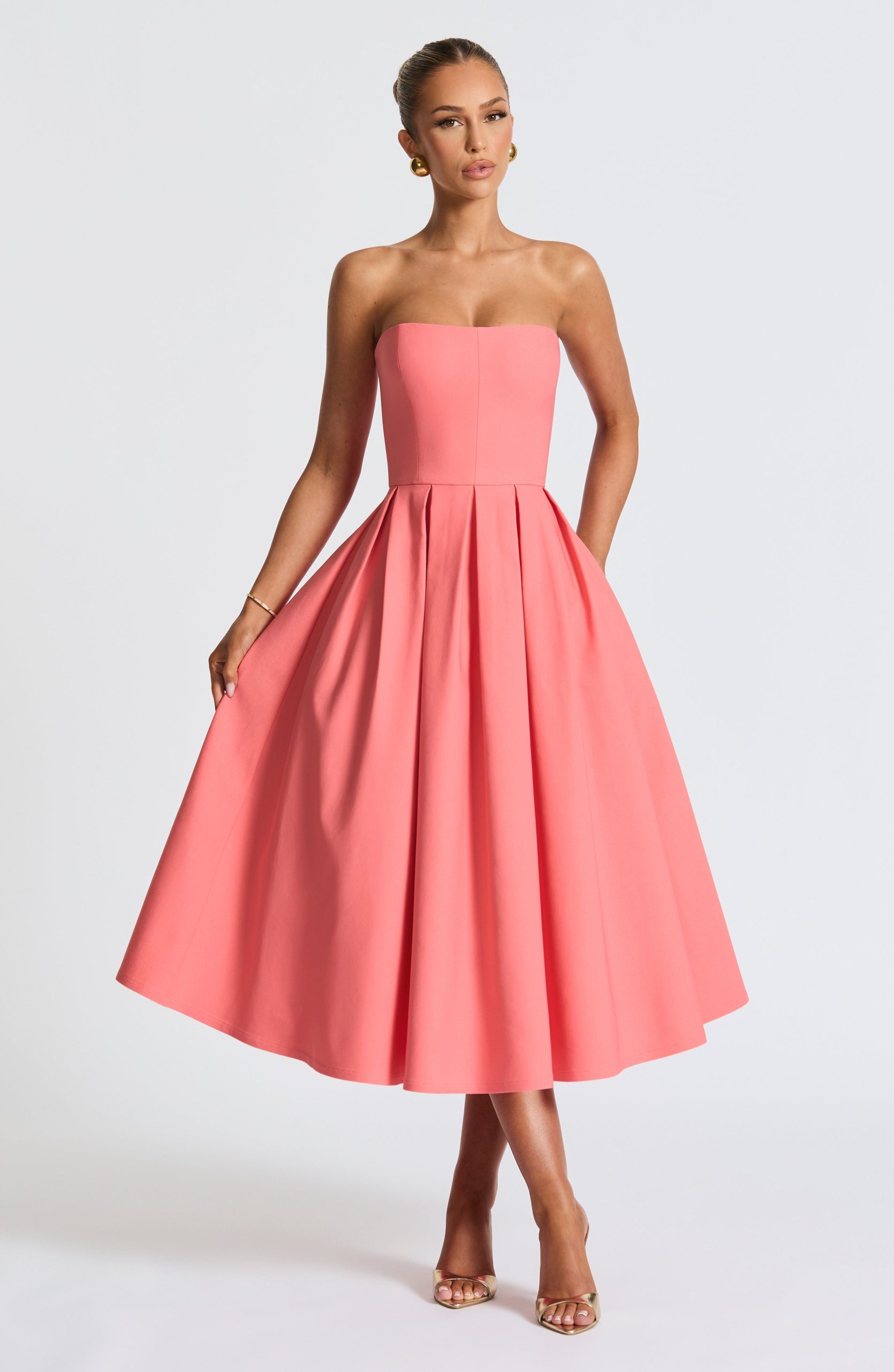 Edith Midi Dress – Coral Pink