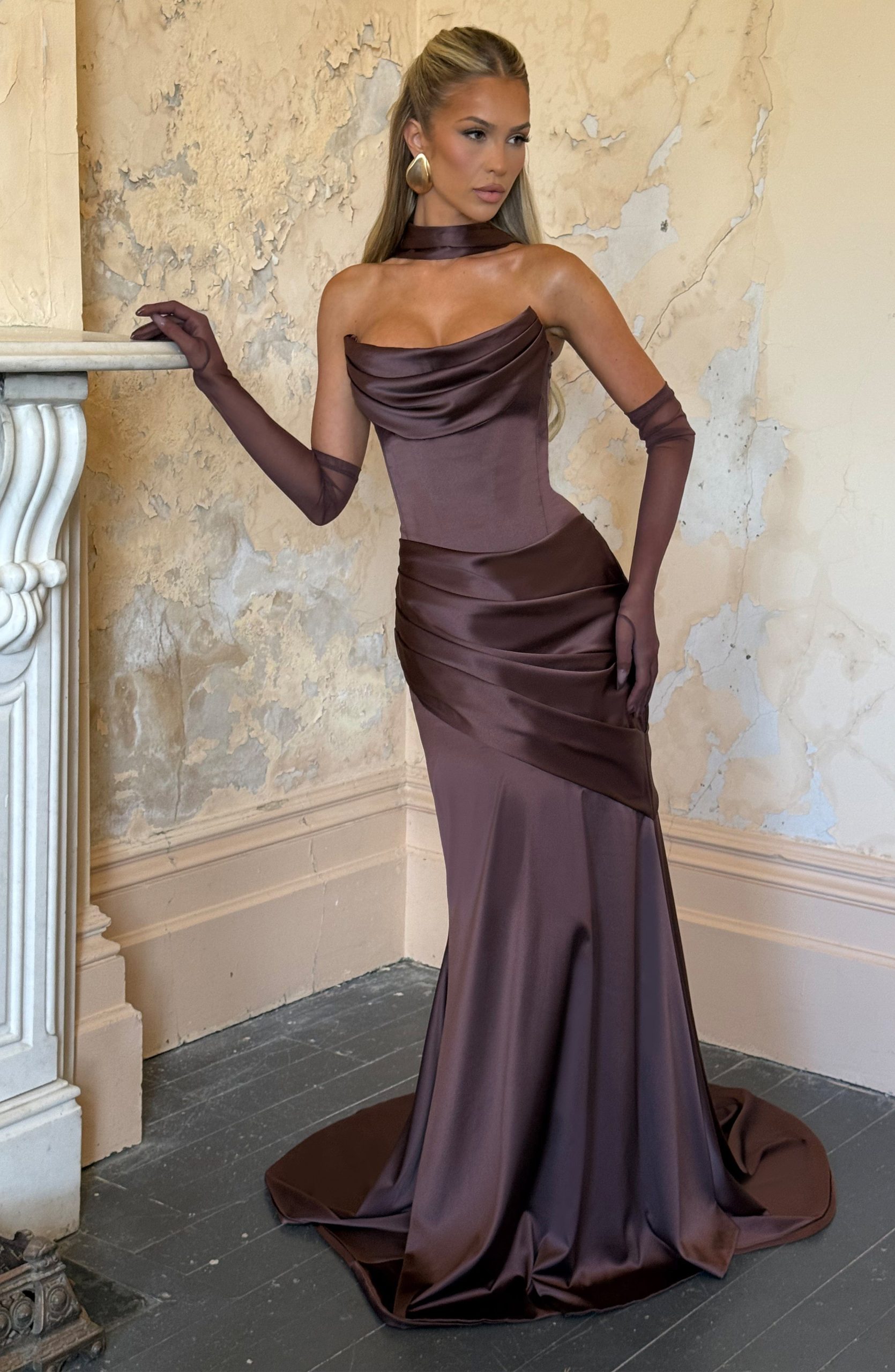 Kensington Maxi Dress – Plum Brown