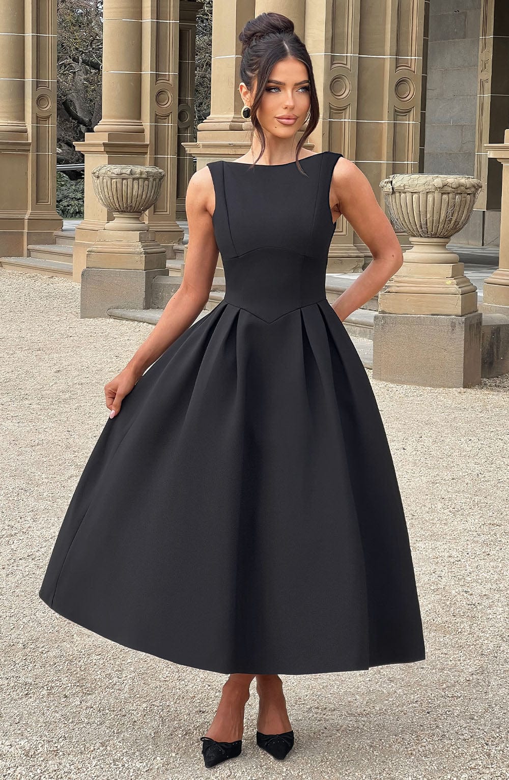 Clarabella Midi Dress – Black