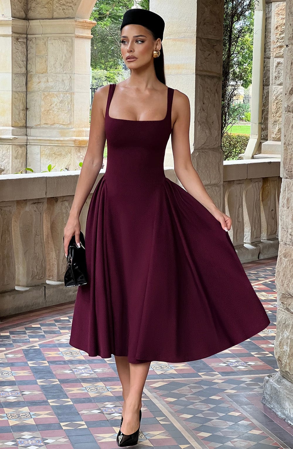 Betty Midi Dress – Cherry Lacquer