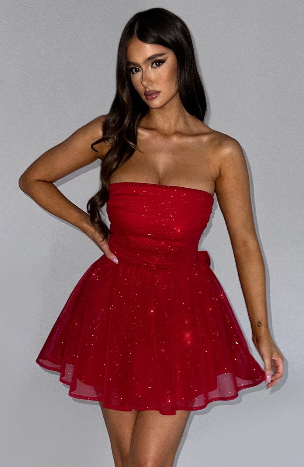 Katrina Mini Dress – Red Sparkle