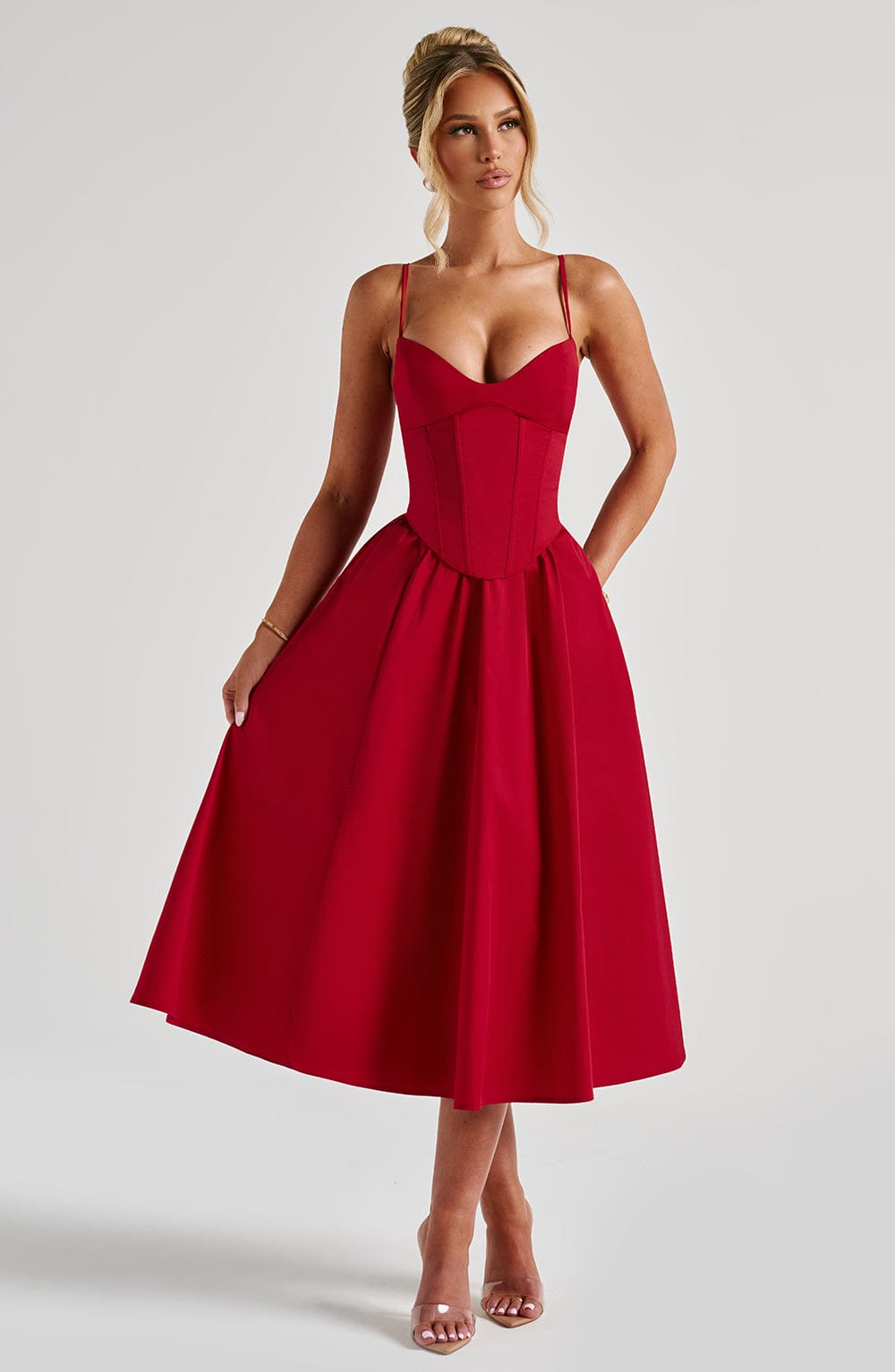 Mariella Midi Dress – Red