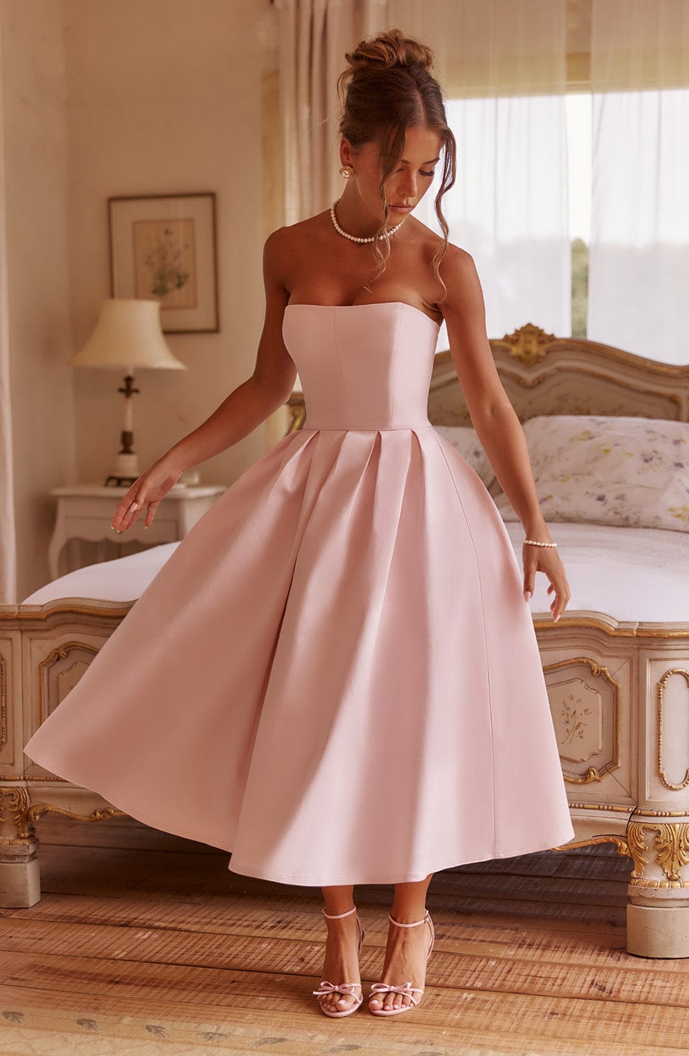 Edith Midi Dress – Blush