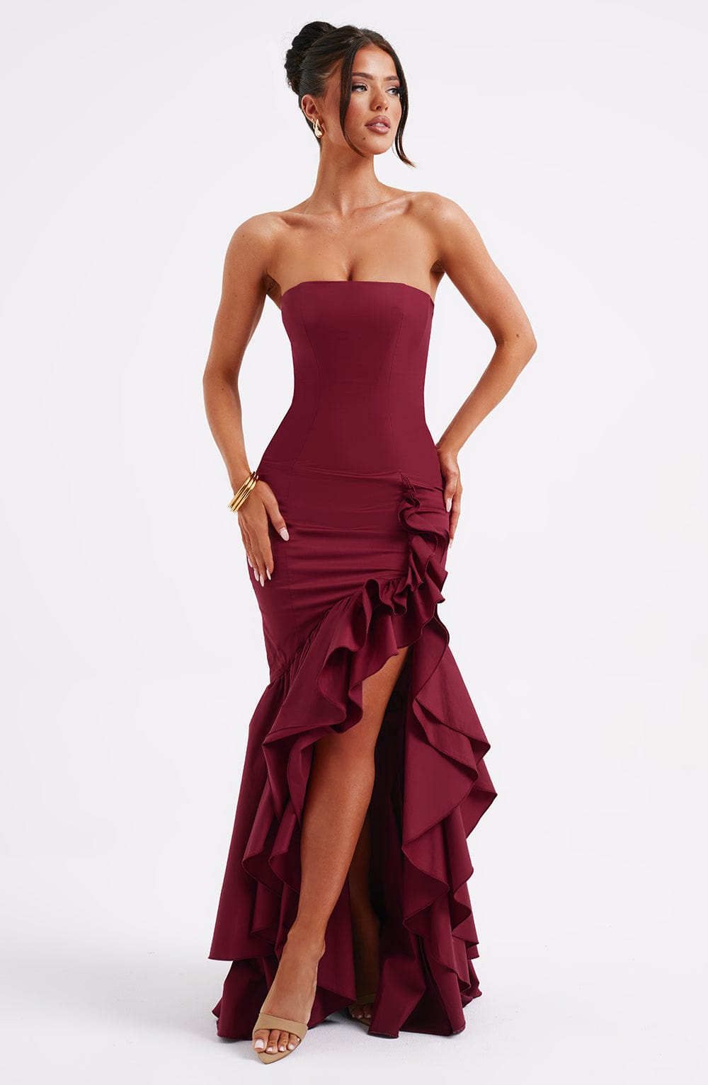 Angelina Maxi Dress – Burgundy