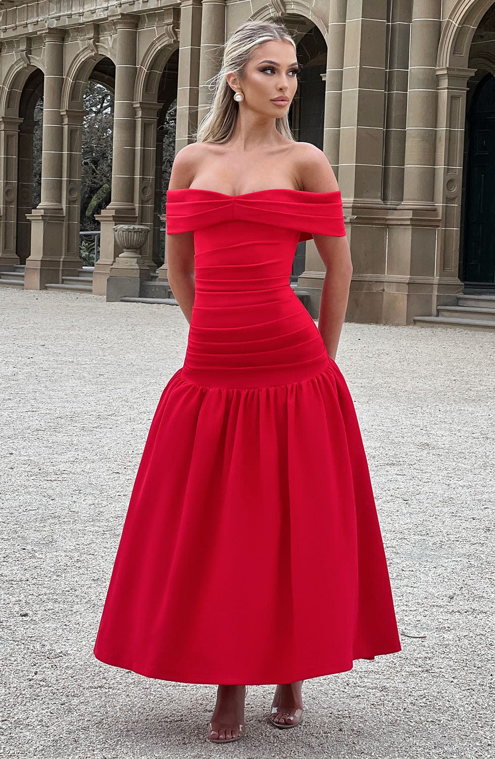 Wilhelmina Midaxi Dress – Red