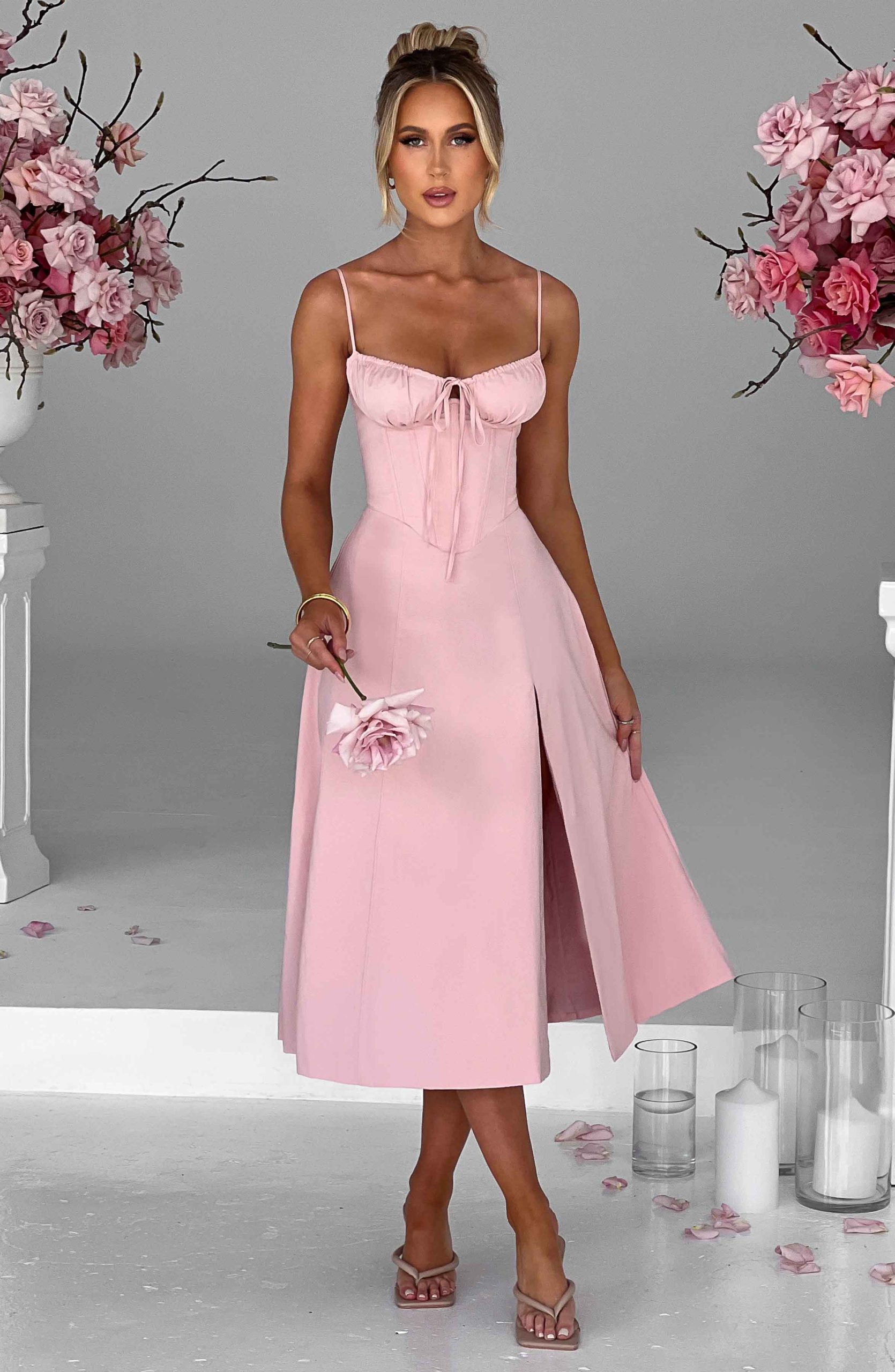 Deanna Midi Dress – Blush