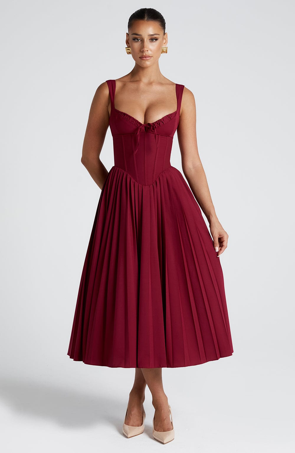 Natassia Midi Dress – Berry