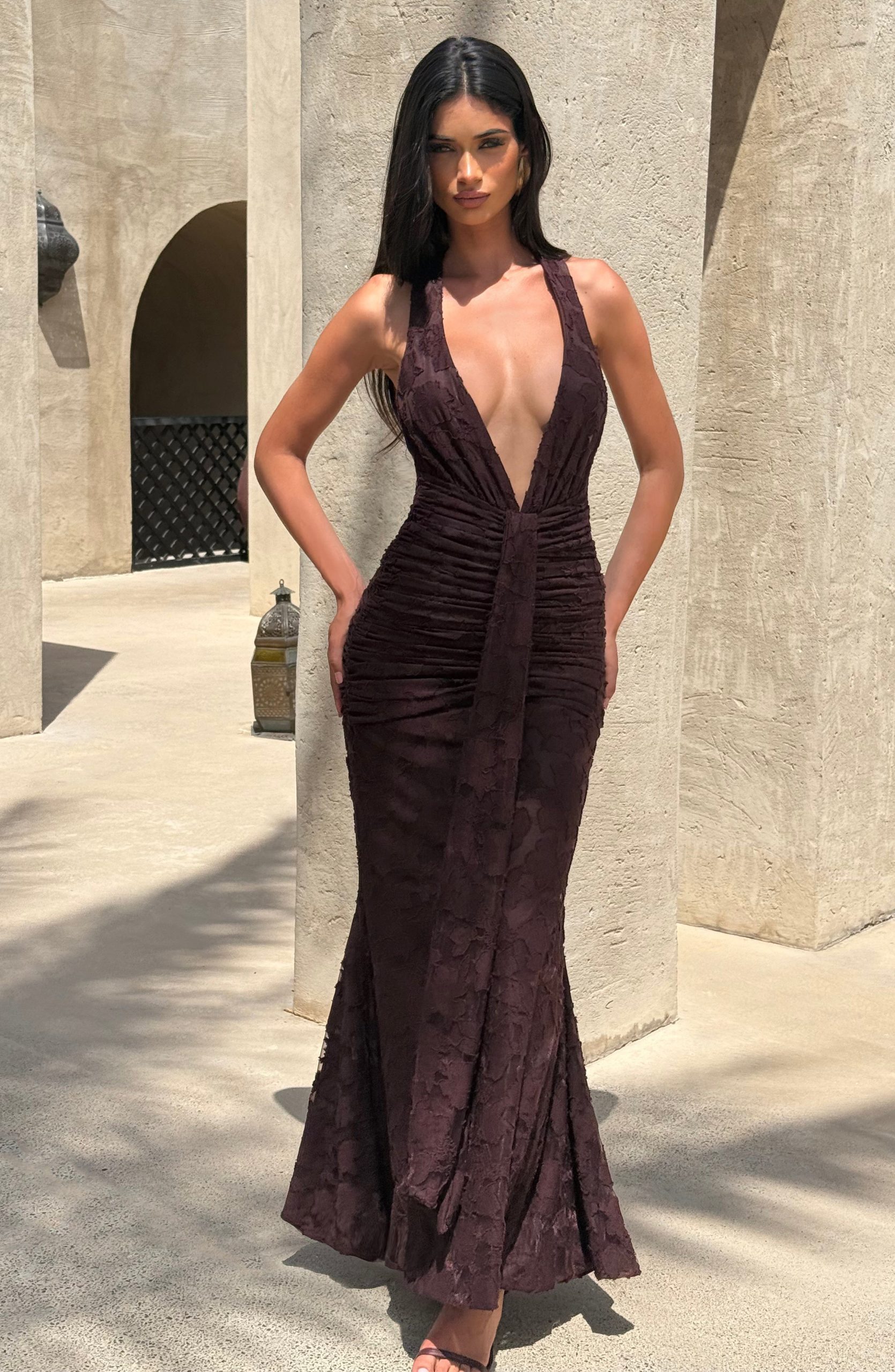 Guinevere Maxi Dress – Plum Brown