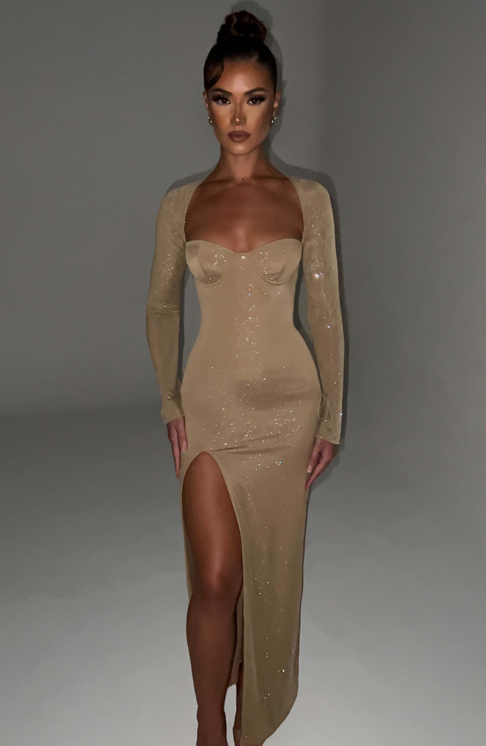 Nadia Maxi Dress – Gold Sparkle