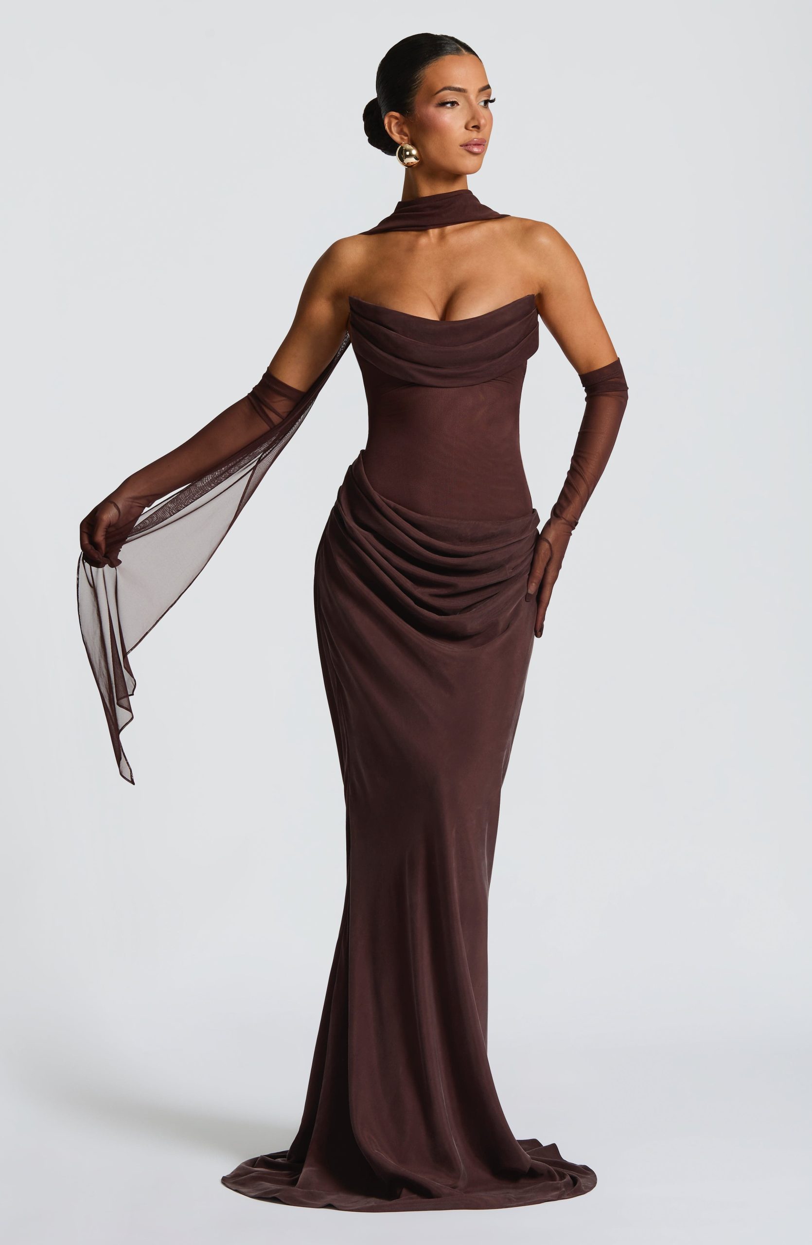 Liora Maxi Dress – Plum Brown