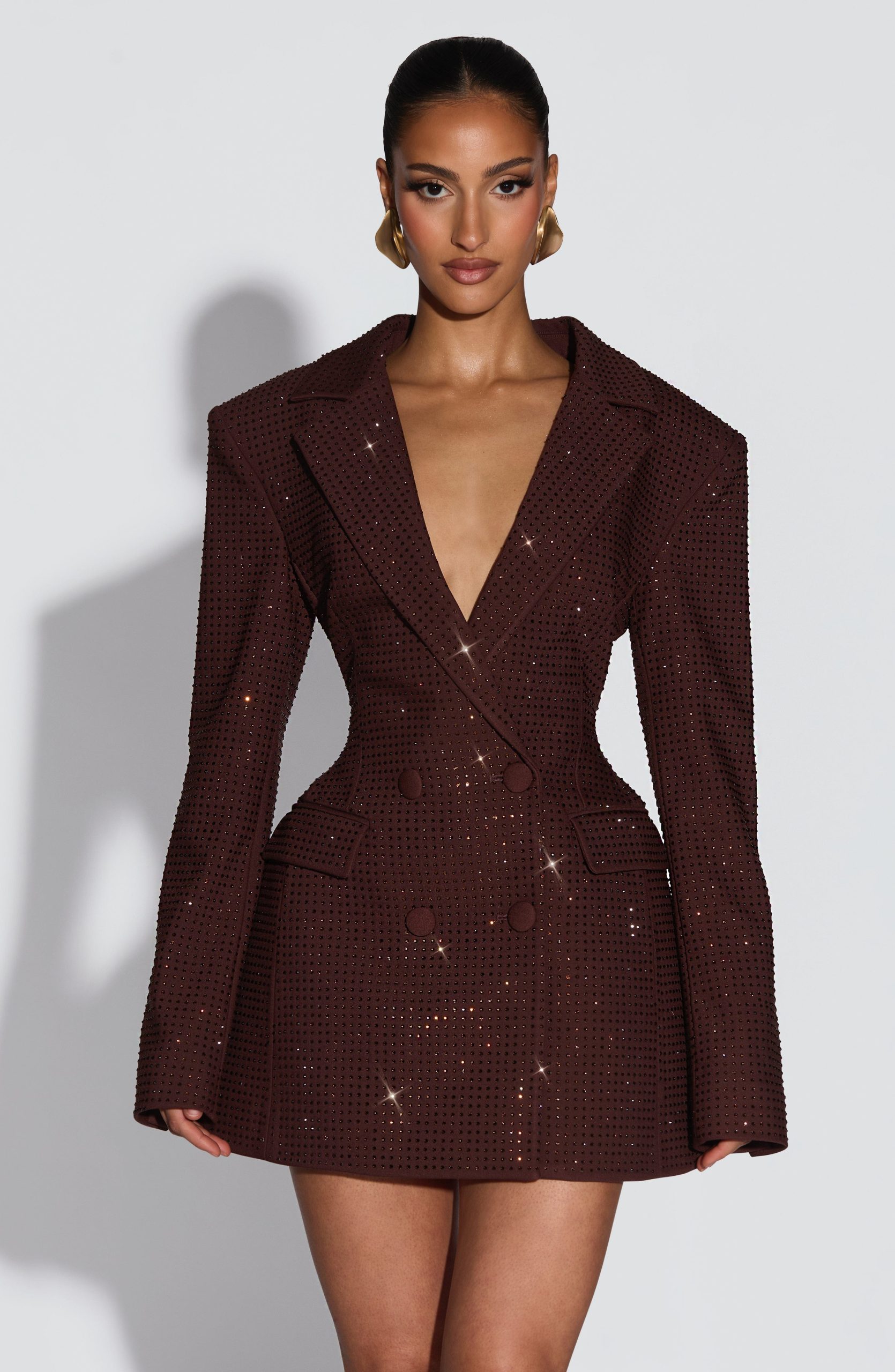 Elvira Mini Dress – Plum Brown Sparkle