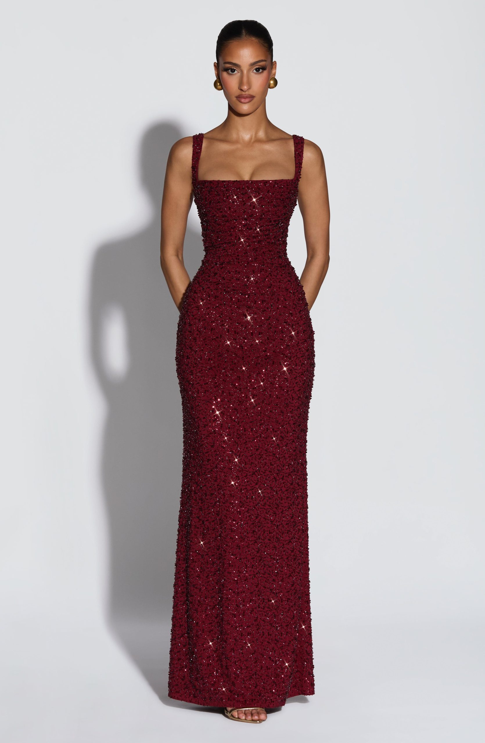 Calanthe Maxi Dress – Burgundy Sparkle