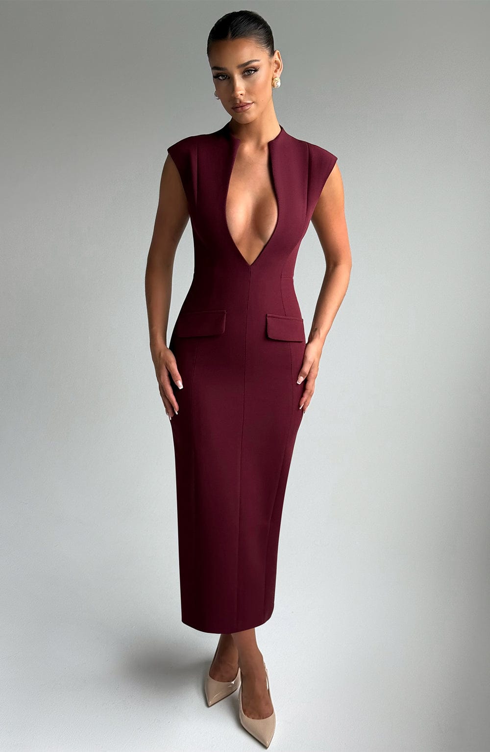 Nellie Midi Dress – Cherry Lacquer