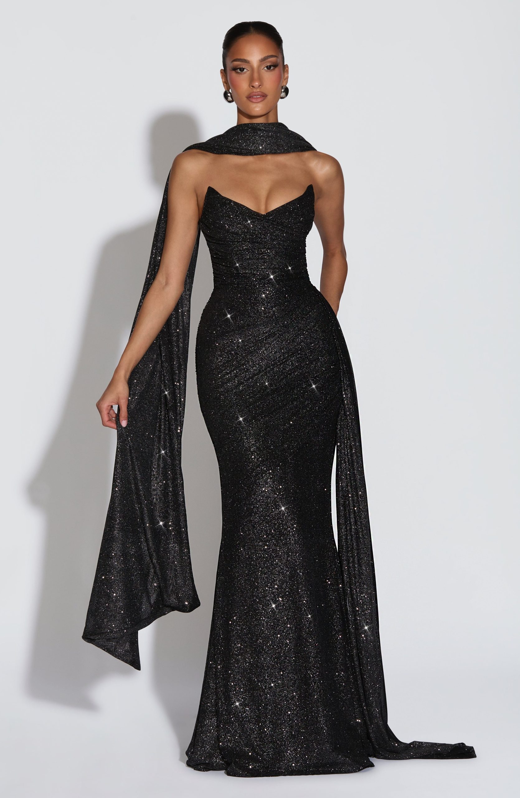 Ashika Maxi Dress – Black Sparkle