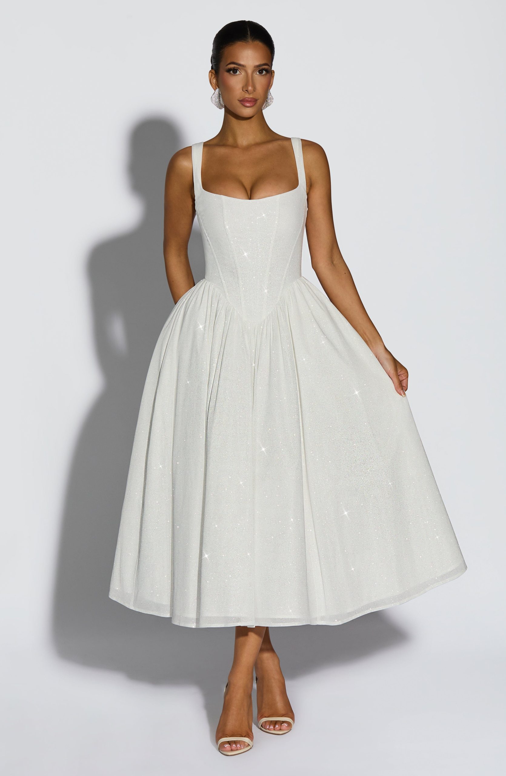Vivienne Midi Dress – Ivory Sparkle
