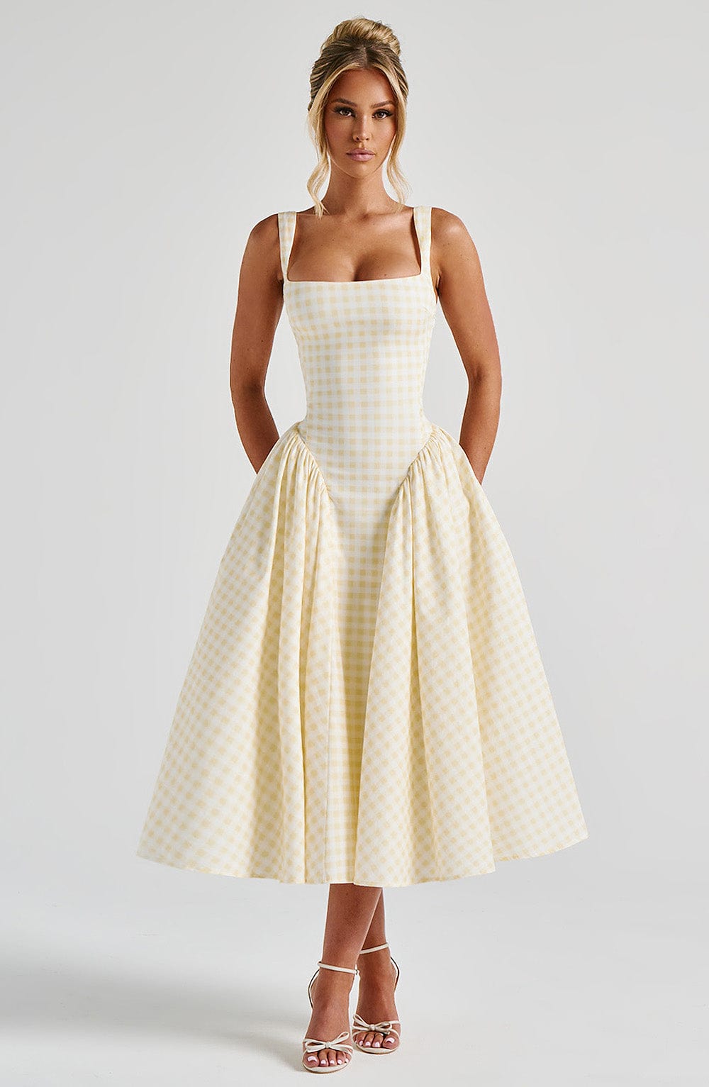 Sherrie Midi Dress – Lemon Gingham