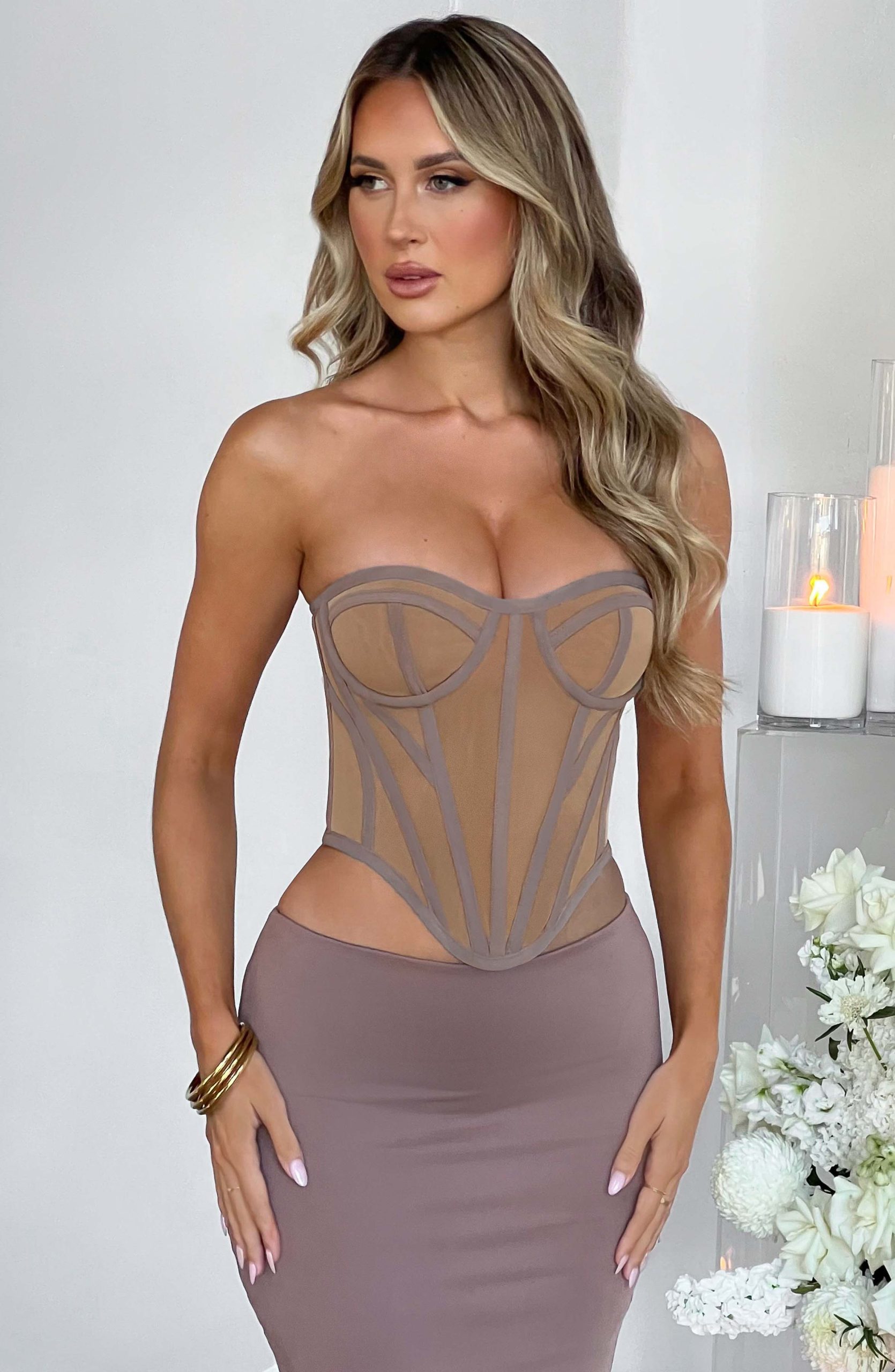 Santanna Corset – Chocolate/Nude