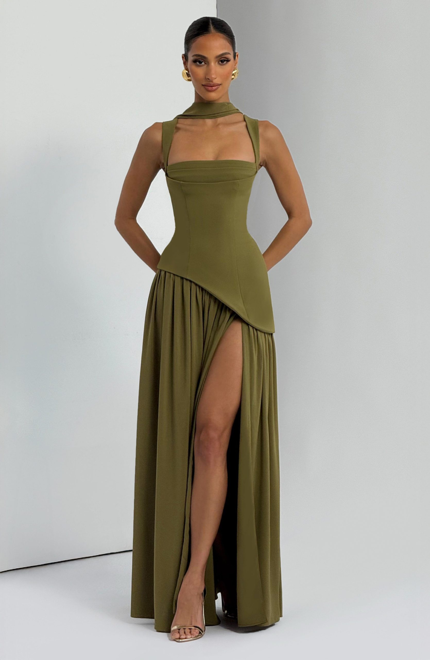 Tullulah Maxi Dress – Deep Olive