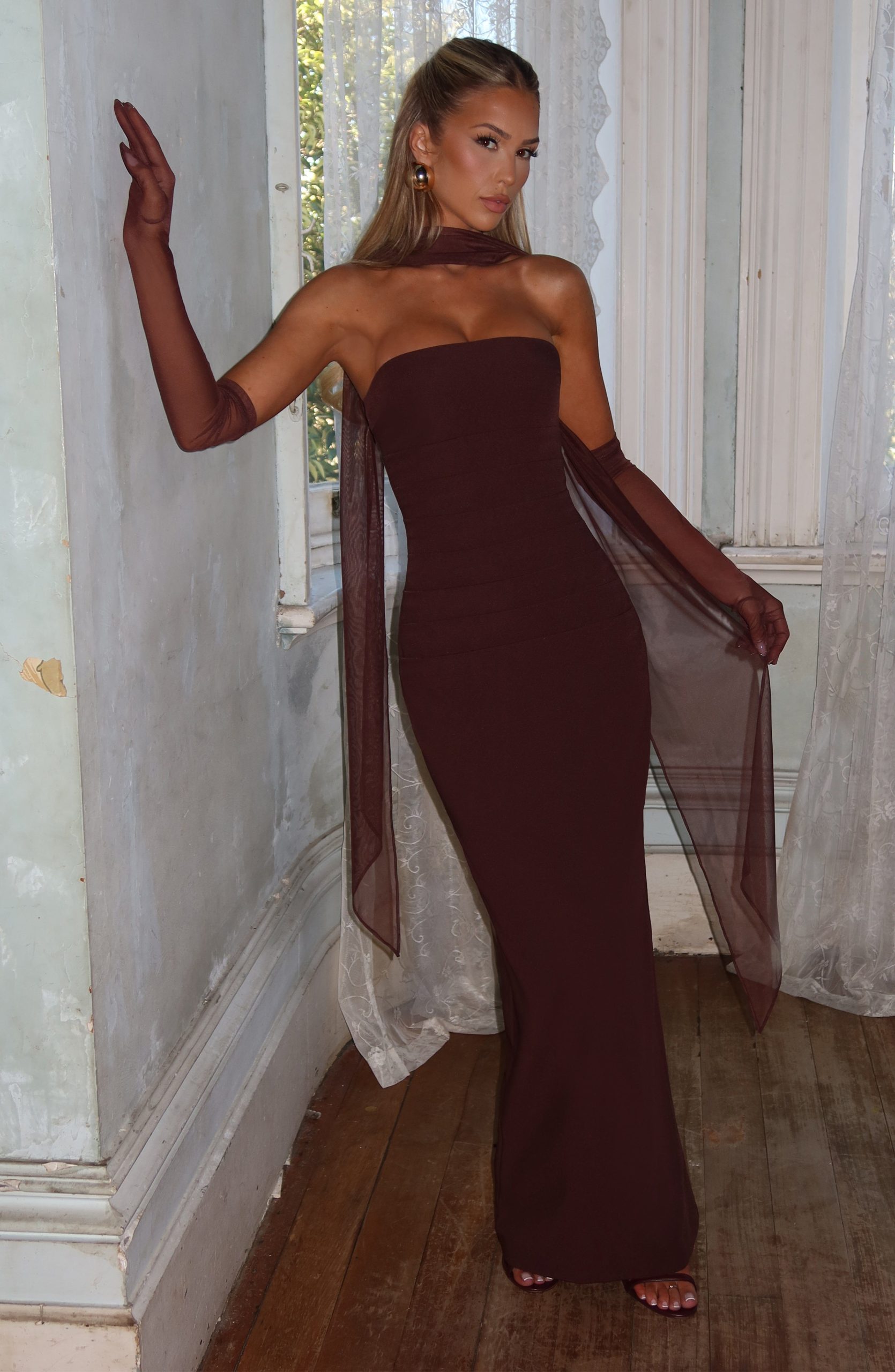 Yulia Maxi Dress – Plum Brown