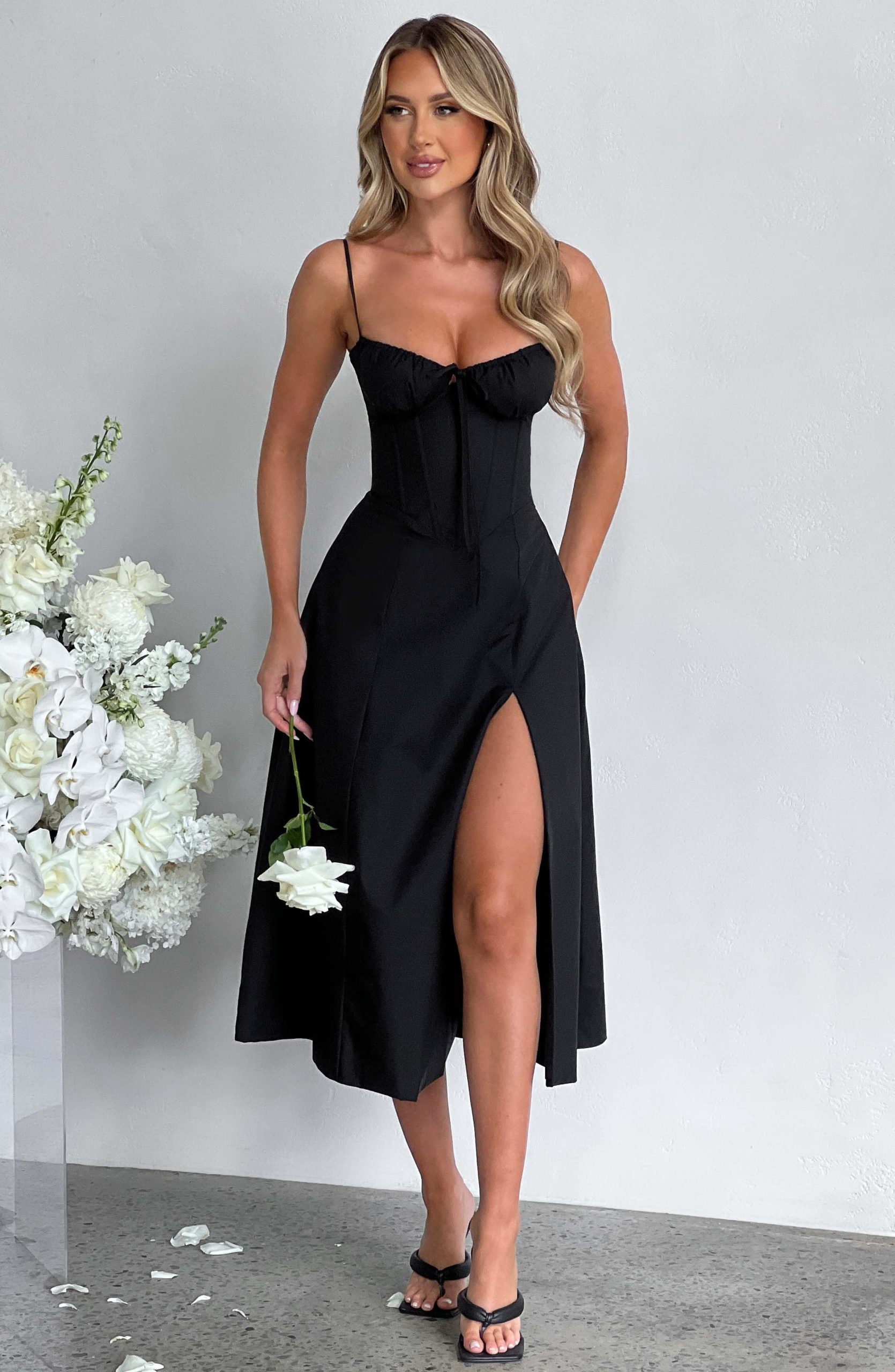 Deanna Midi Dress – Black