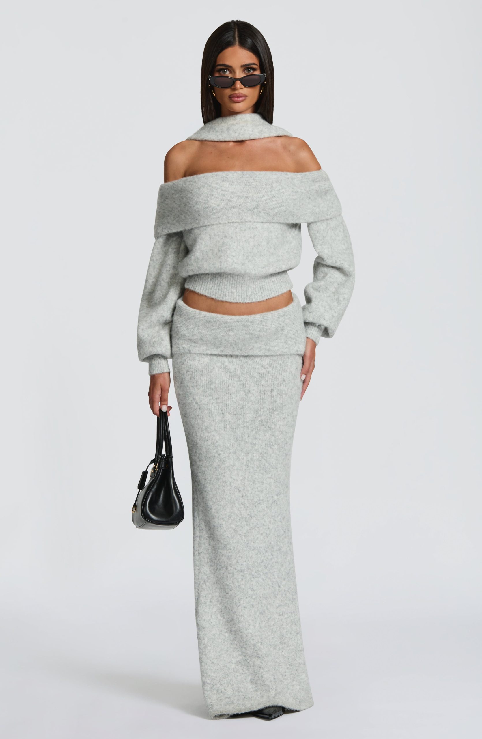 Andie Maxi Skirt – Light Grey Marl